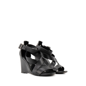 HERMÈS - Hermès Hogan black leather platform sandals (Size 36)