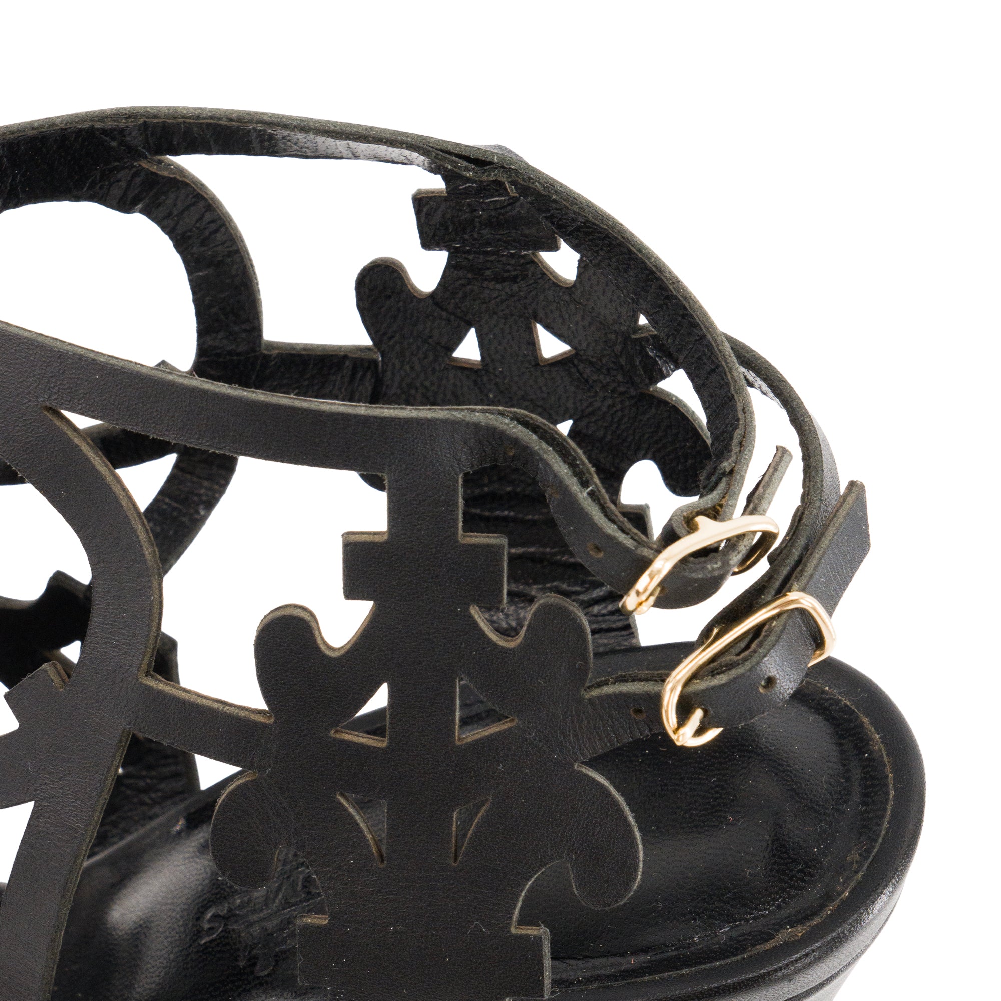 HERMÈS - Sandales à talons Keira Hermès en cuir noir (T36,5)