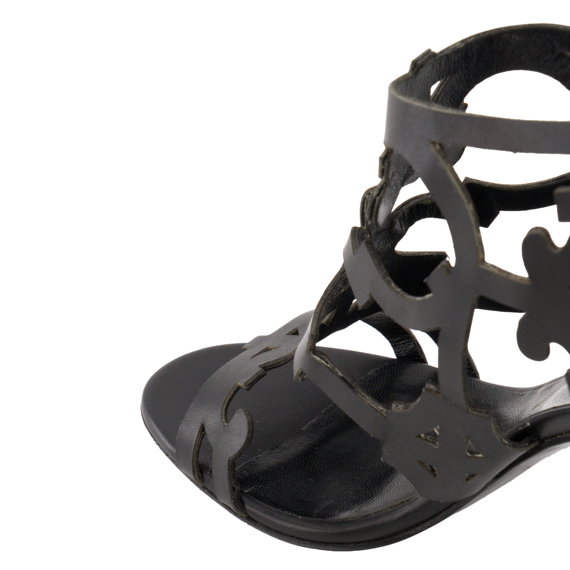 HERMÈS - Sandales à talons Keira Hermès en cuir noir (T36,5)