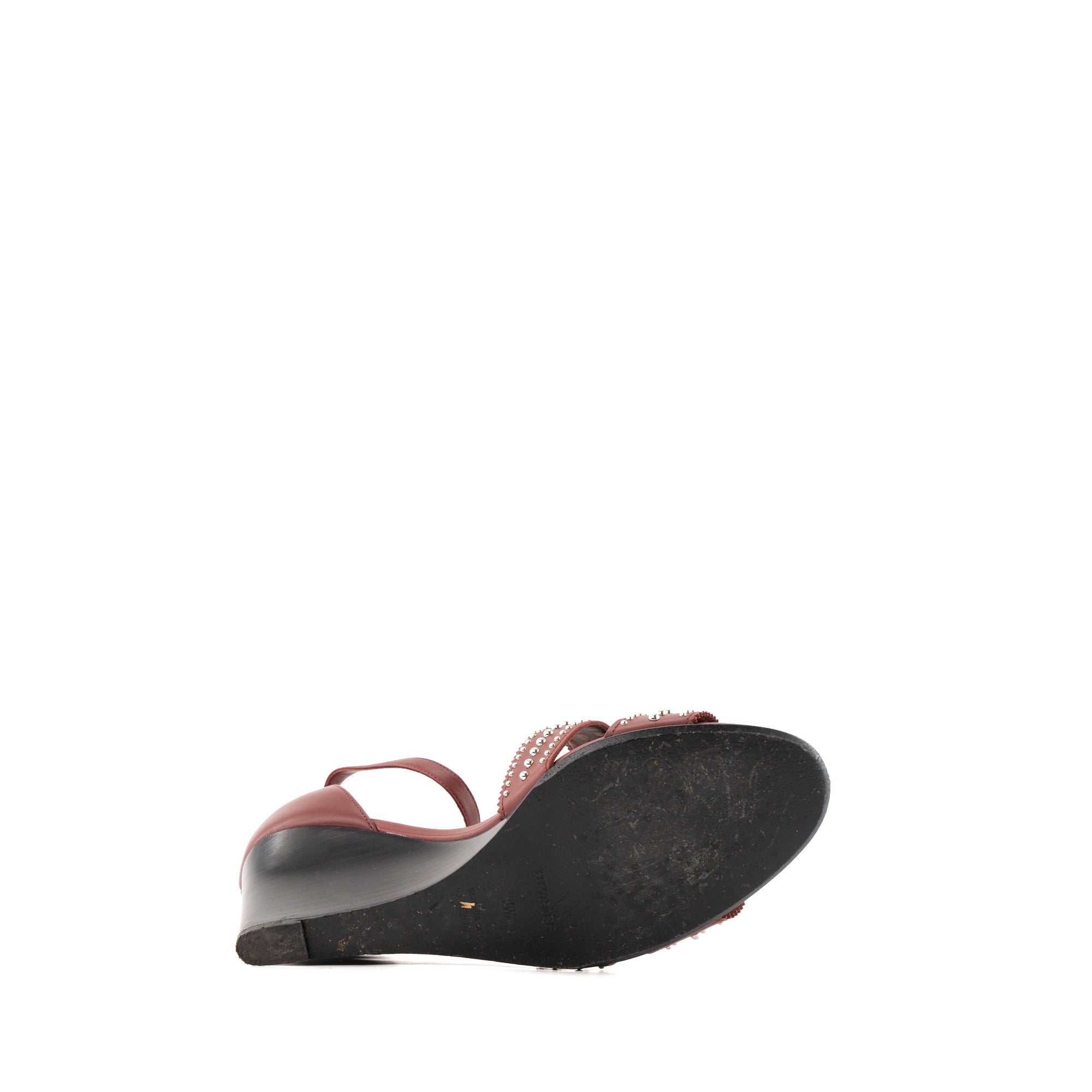 HERMÈS - Sandales à talons Legend Hermès en cuir bordeaux et studs (T39,5)