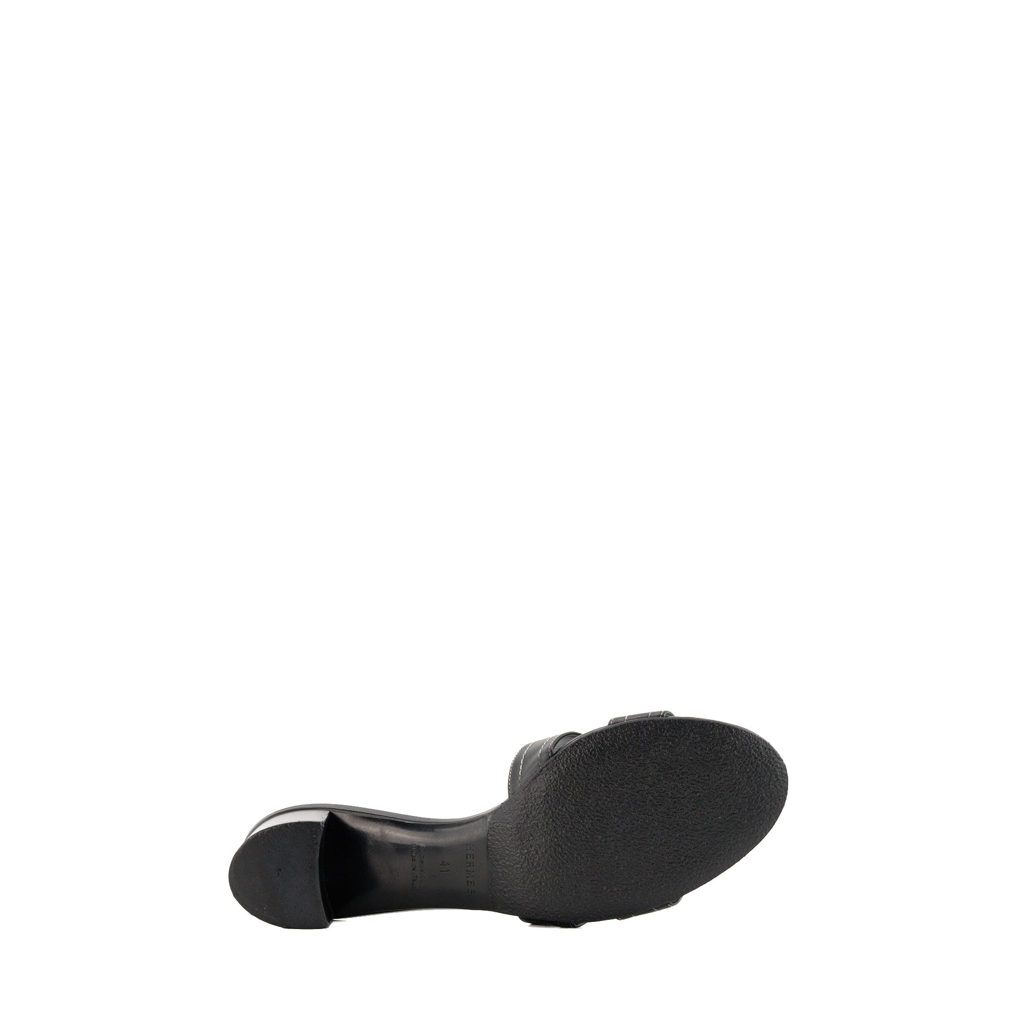 HERMÈS - Sandales à talons Oasis Hermès en cuir lisse noir (T41)