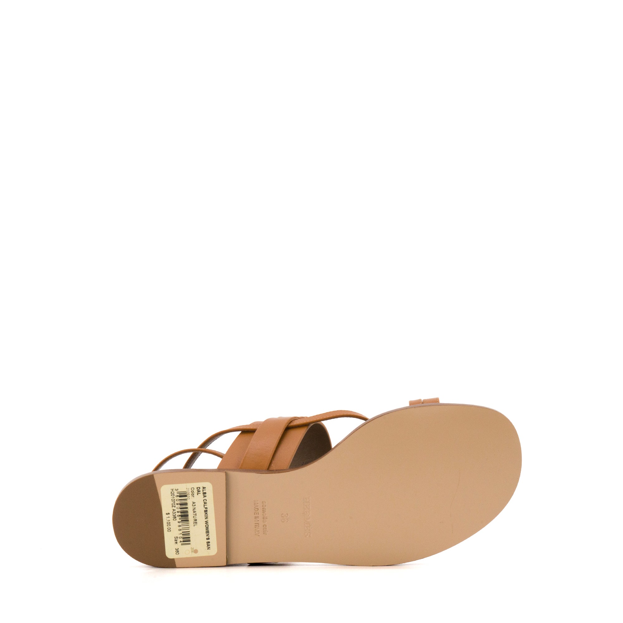 HERMÈS - Sandales Alba Hermès en cuir lisse marron (T36)