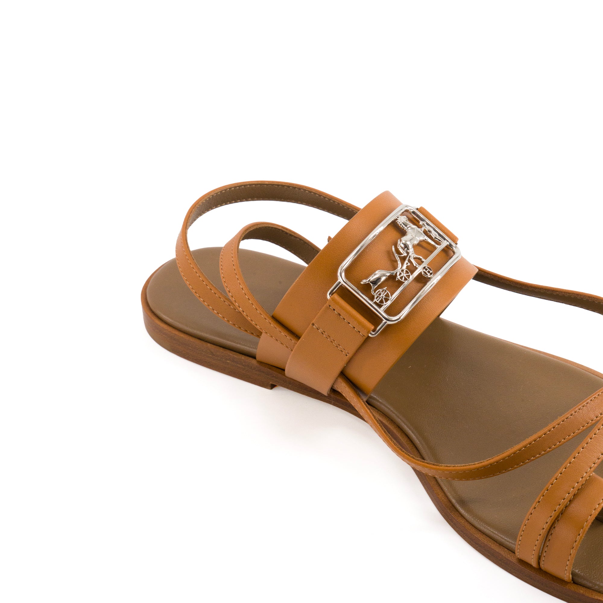 HERMÈS - Sandales Alba Hermès en cuir lisse marron (T36)