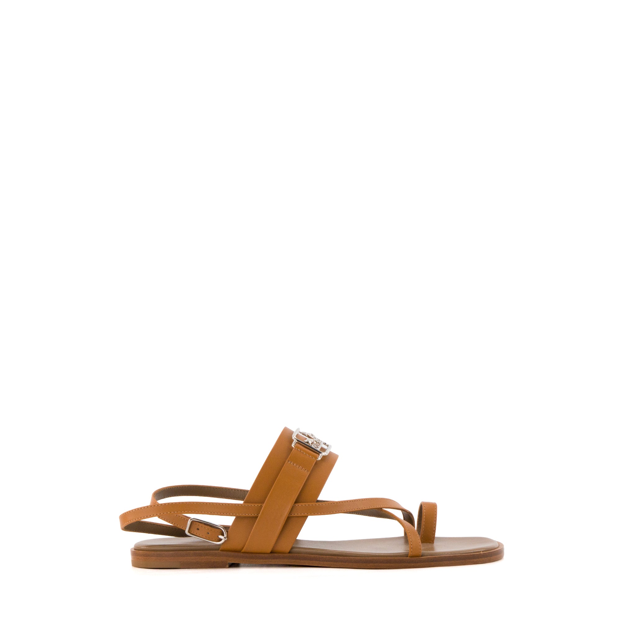 HERMÈS - Sandales Alba Hermès en cuir lisse marron (T36)