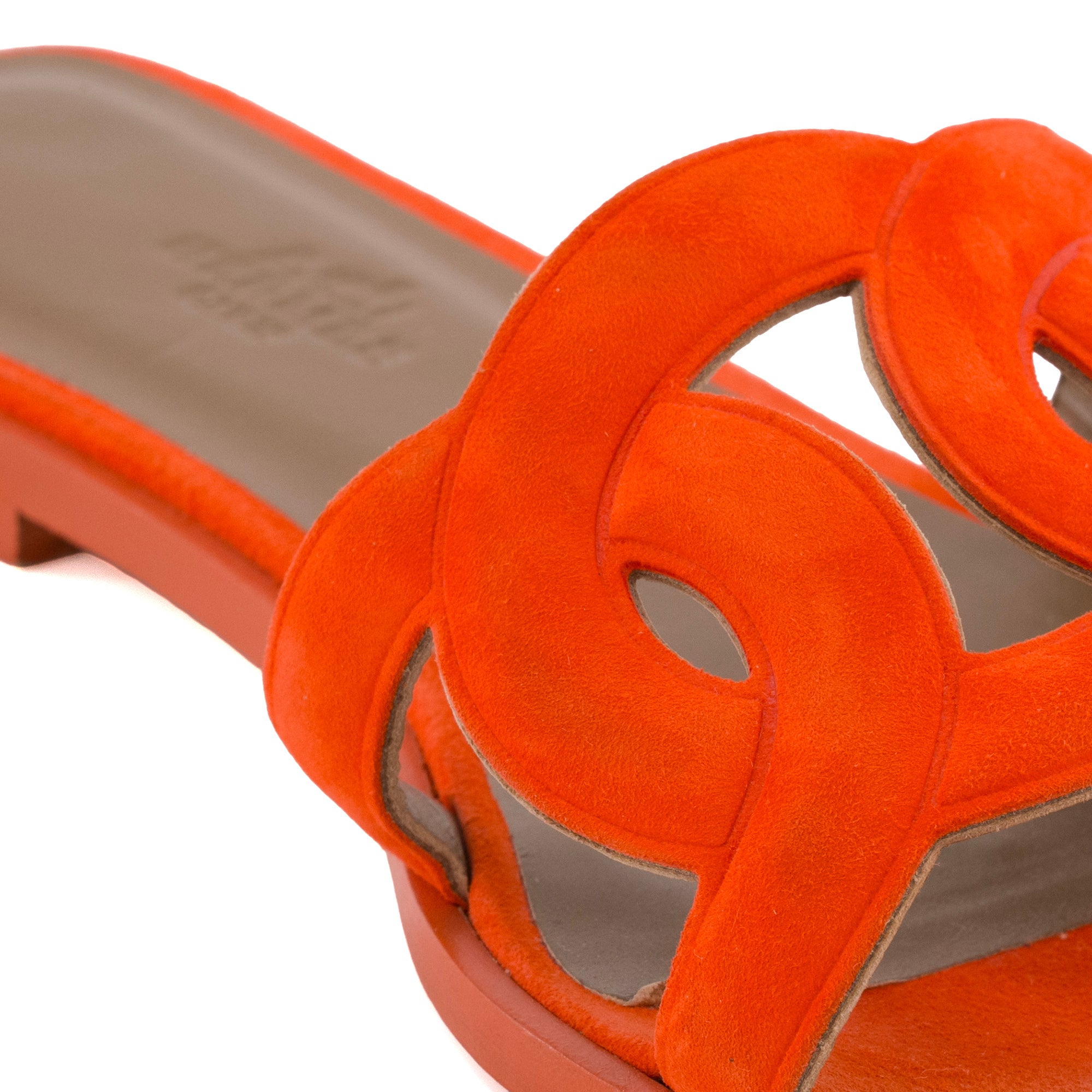 HERMÈS - Sandales Aloha Hermès en daim orange (T37.5)