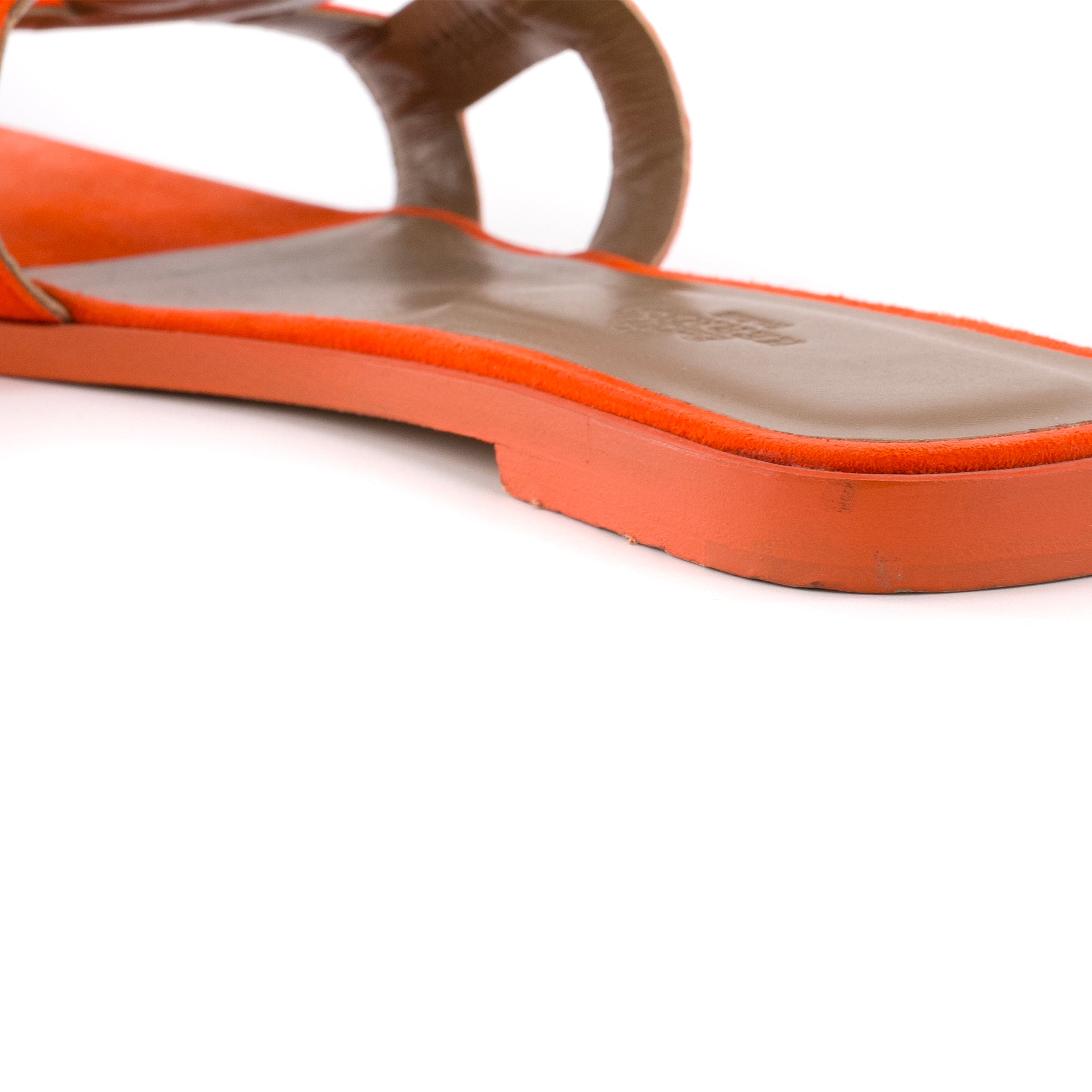 HERMÈS - Sandales Aloha Hermès en daim orange (T37.5)
