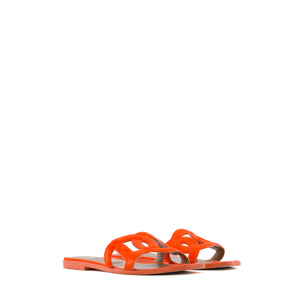 HERMÈS - Sandales Aloha Hermès en daim orange (T37.5)