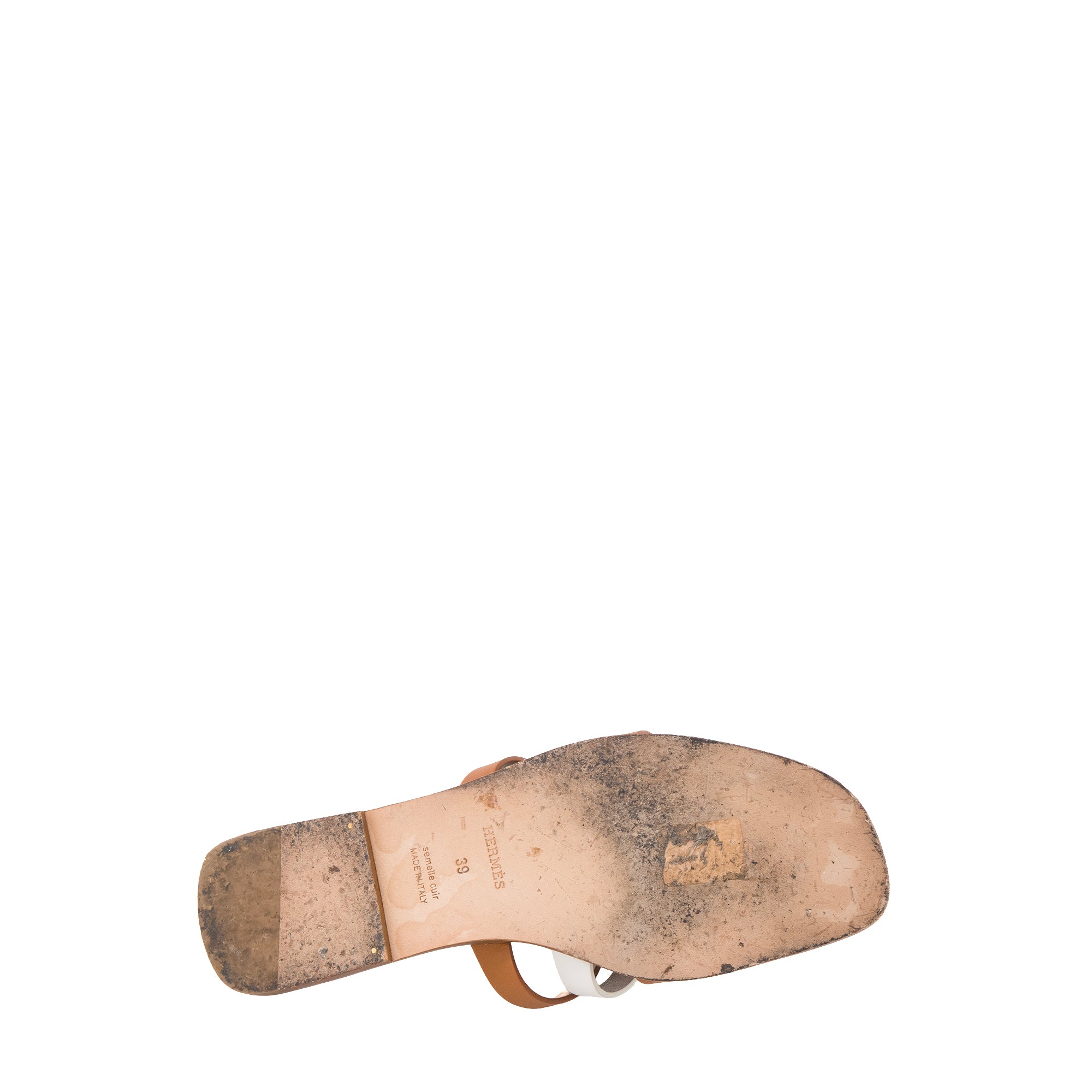 HERMÈS - Sandales Amore Hermès en cuir marron et blanc (T39)