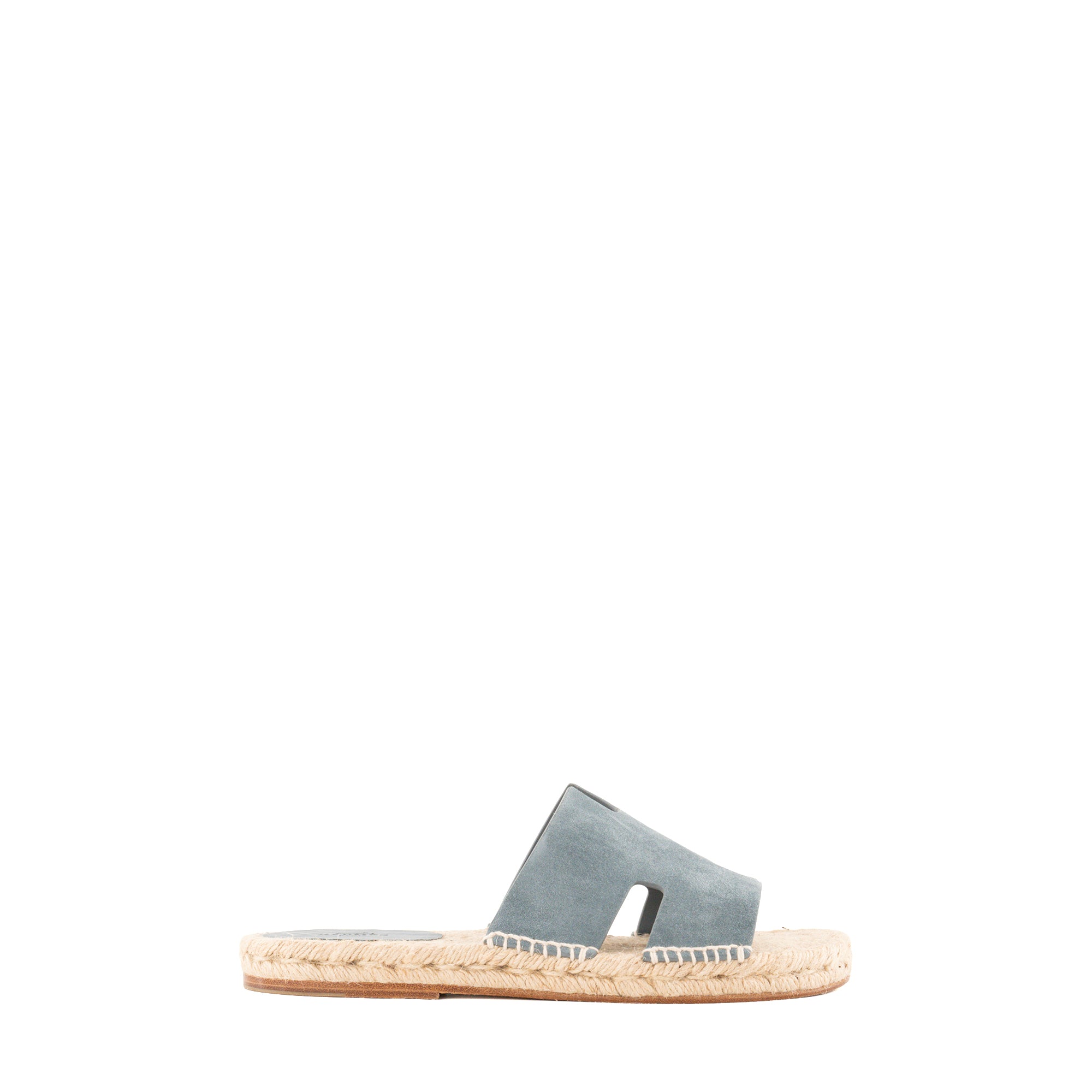 HERMÈS - Sandales Antigua Hermès en daim gris et raphia (T40)