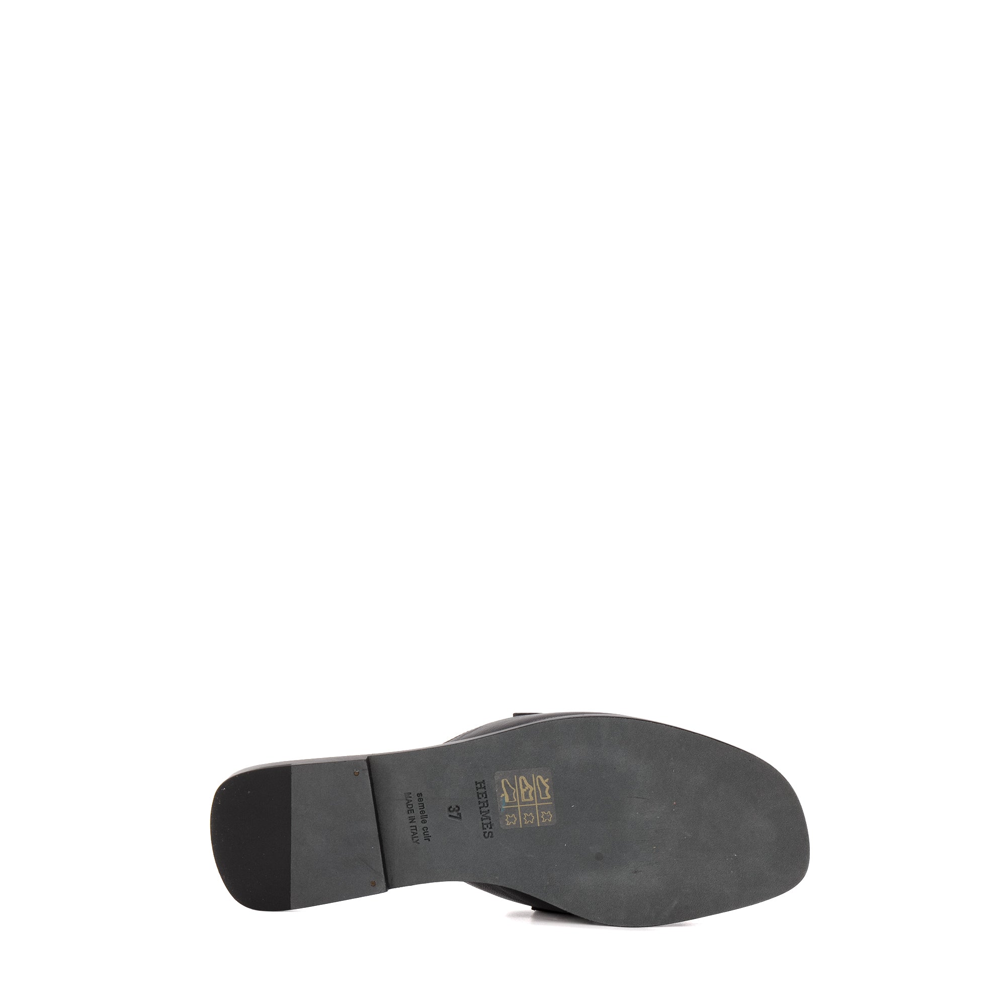 HERMÈS - Sandales Auteuil Hermès en cuir noir (T37)