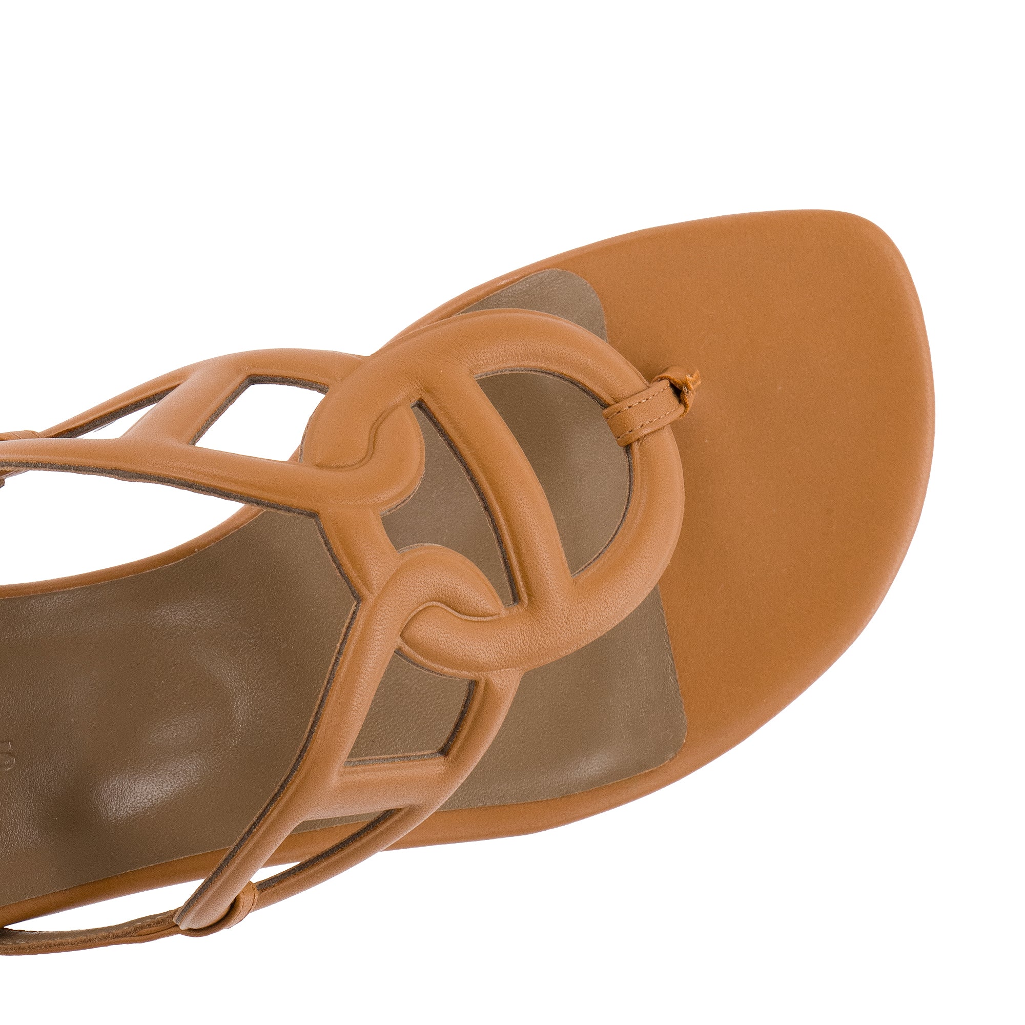 HERMÈS - Sandales Beach Hermès en cuir marron (T37.5)