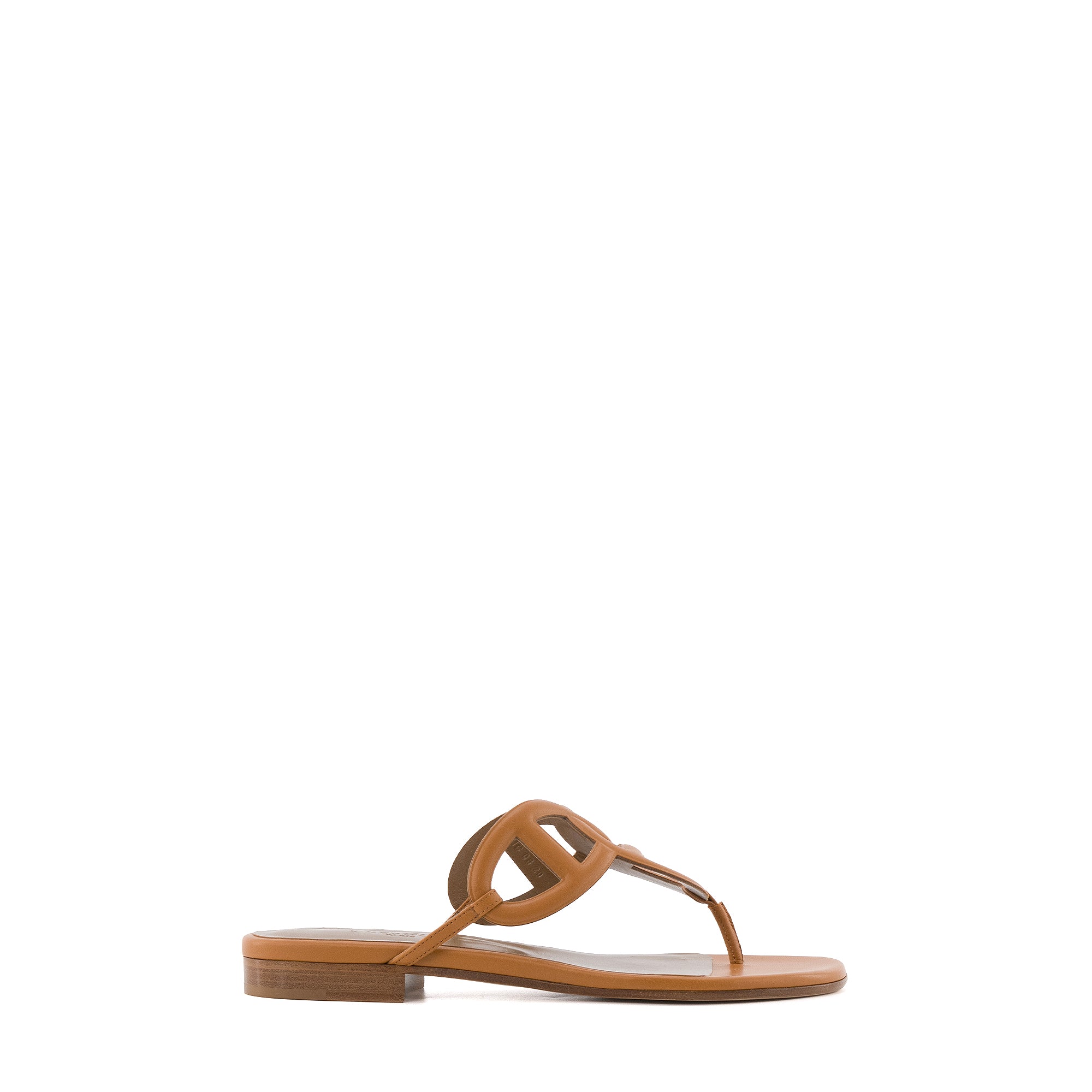 HERMÈS - Sandales Beach Hermès en cuir marron (T37.5)