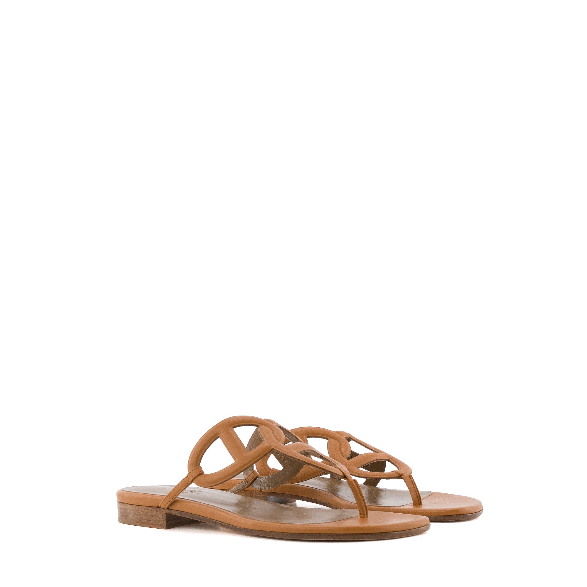 HERMÈS - Sandales Beach Hermès en cuir marron (T37.5)