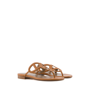 HERMÈS - Sandales Beach Hermès en cuir marron (T37.5)