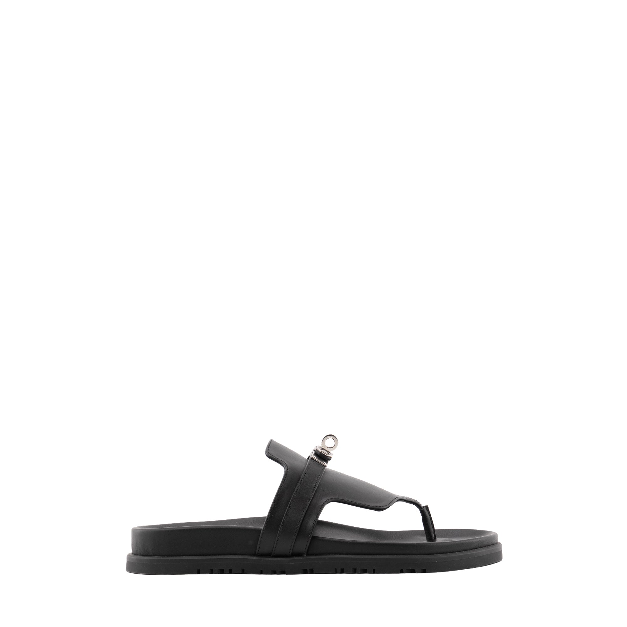 HERMÈS - Sandales Empire Hermès en cuir noir (T38,5)