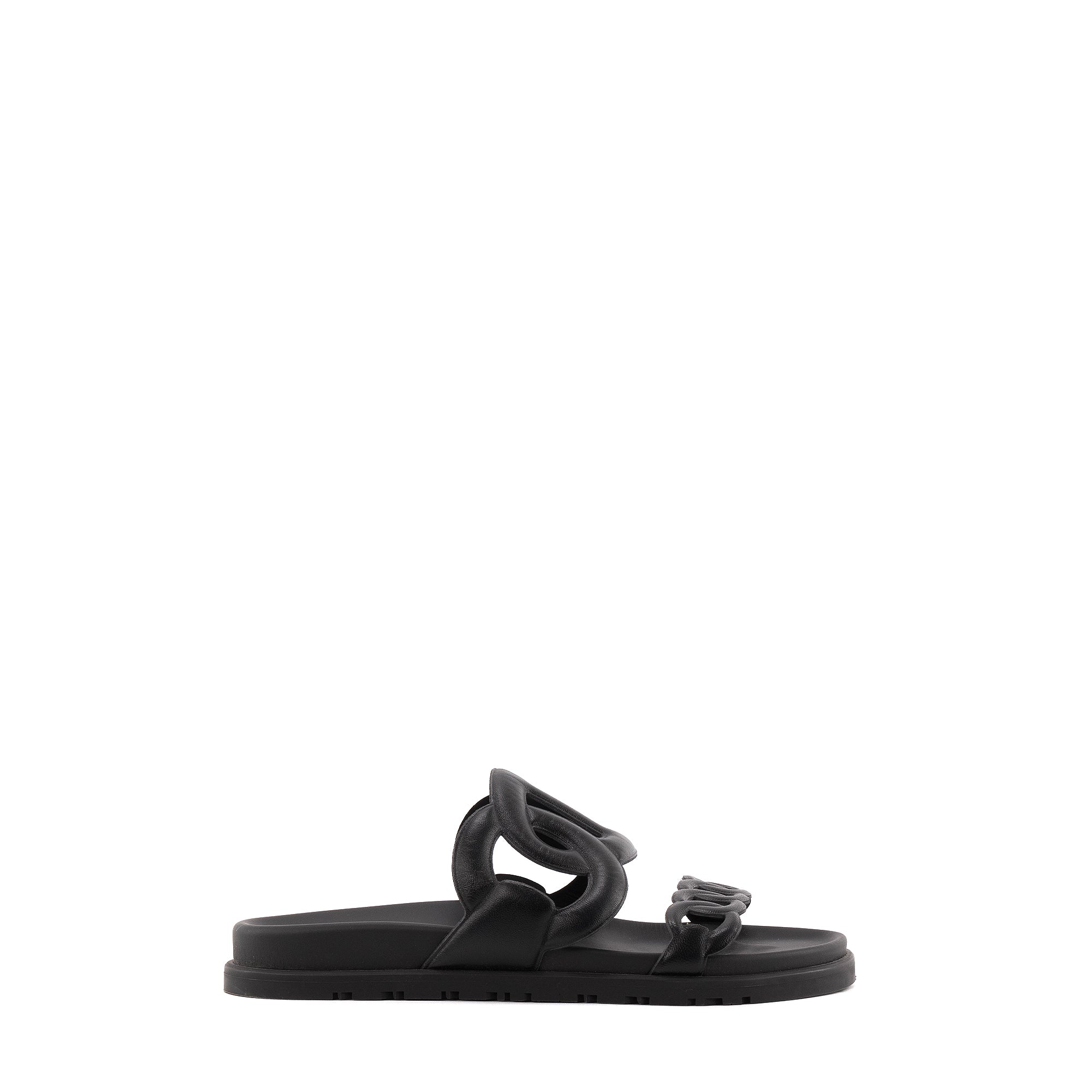 HERMÈS - Sandales Extra Hermès en cuir noir (T38)