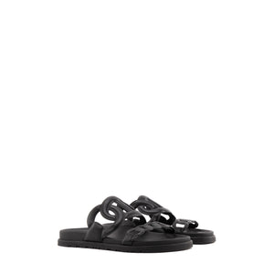 HERMÈS - Sandales Extra Hermès en cuir noir (T38)