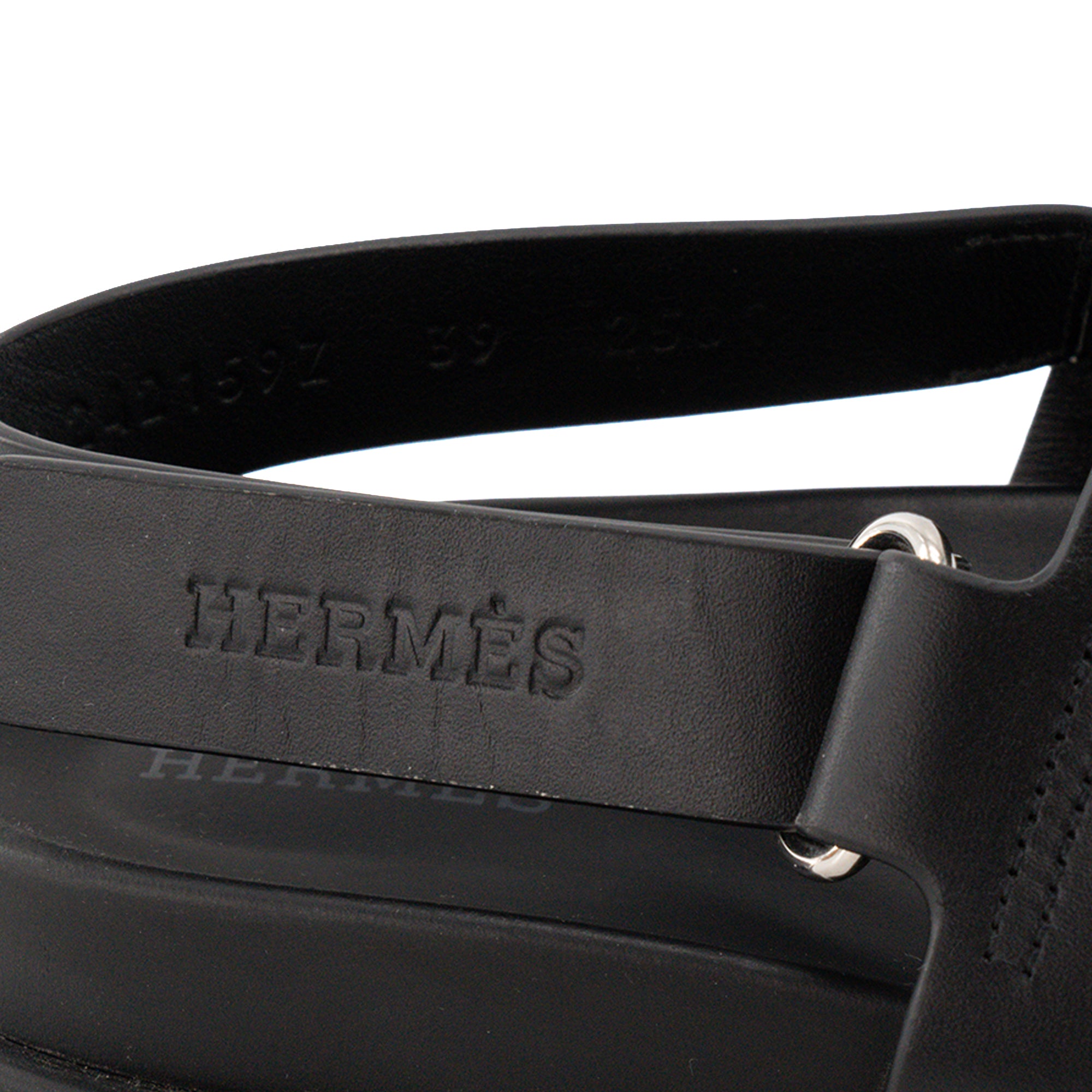 HERMES - Sandales Genius Hermès en cuir lisse noir (T39)