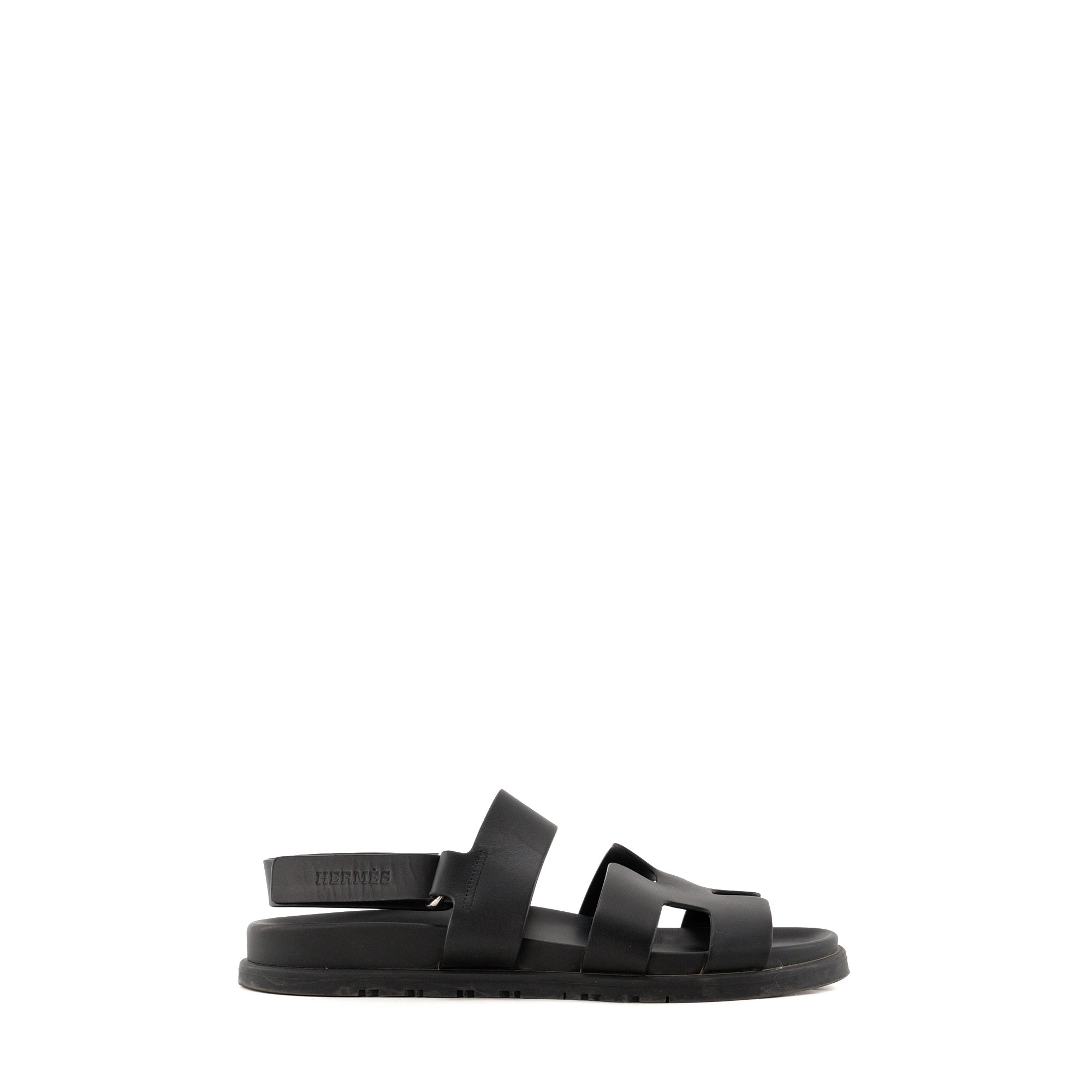 HERMES - Sandales Genius Hermès en cuir lisse noir (T39)