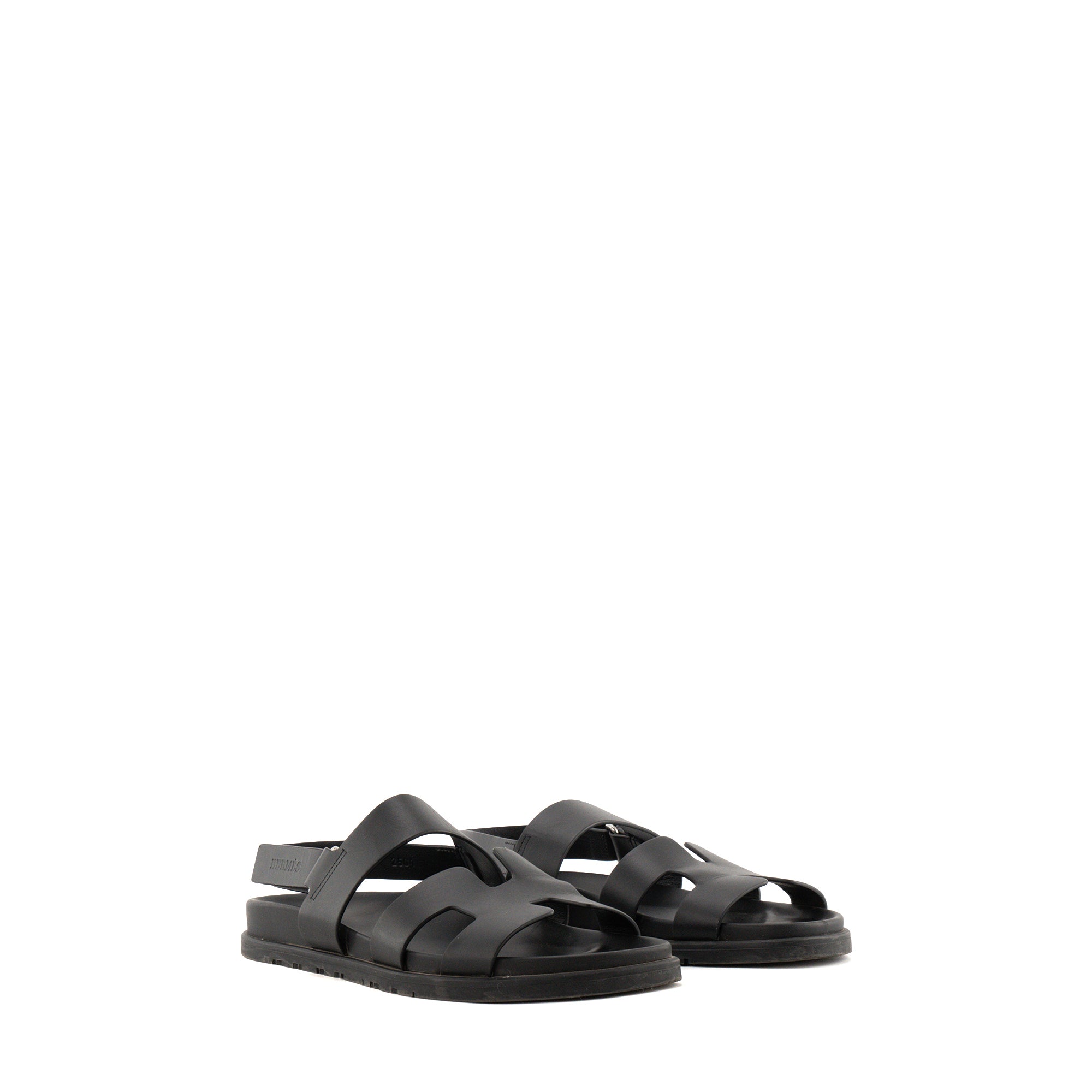 HERMES - Sandales Genius Hermès en cuir lisse noir (T39)