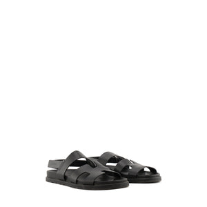 HERMES - Sandales Genius Hermès en cuir lisse noir (T39)