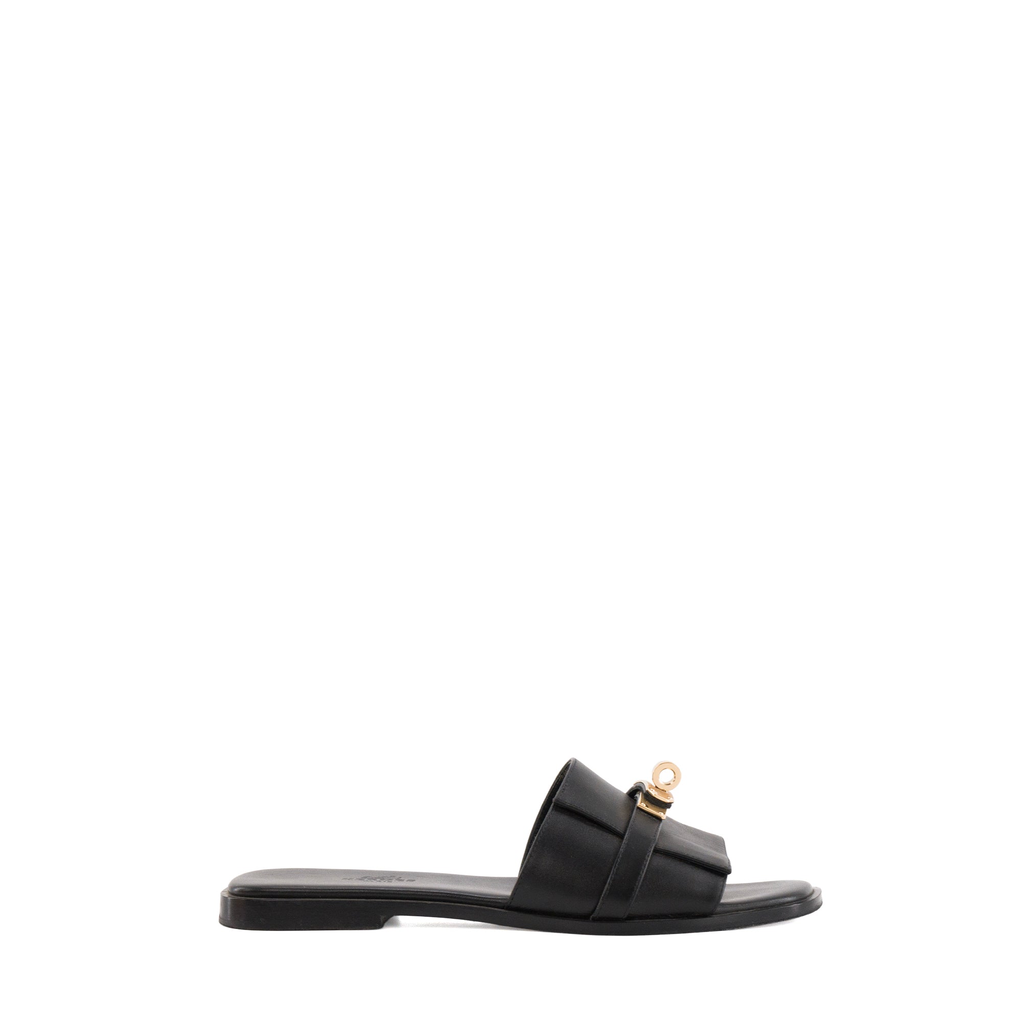 HERMÈS - Sandales Giulia Hermès en cuir lisse noir (T37)