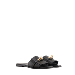 HERMÈS - Sandales Giulia Hermès en cuir lisse noir (T37)