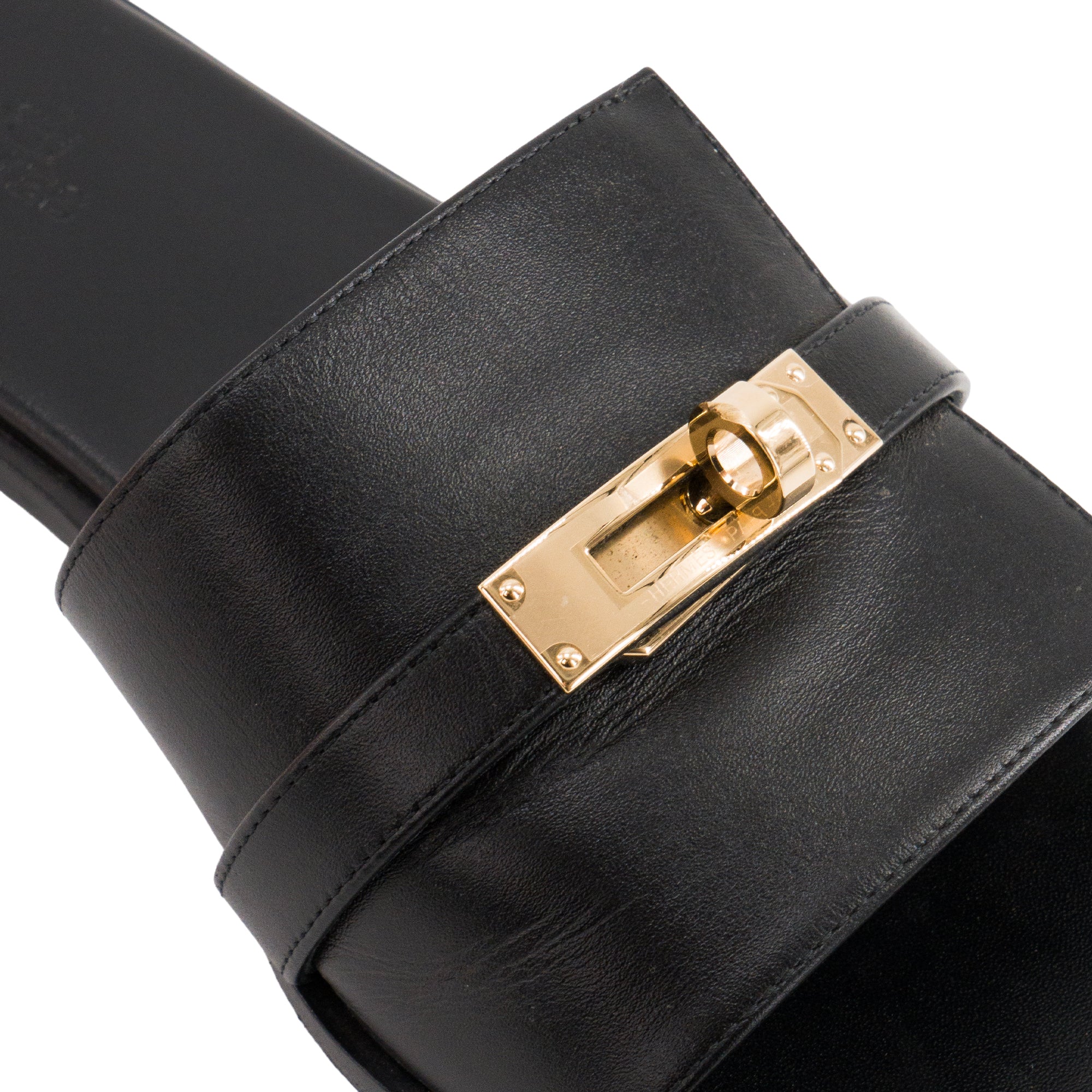 HERMÈS - Sandales Giulia Hermès en cuir lisse noir (T37)