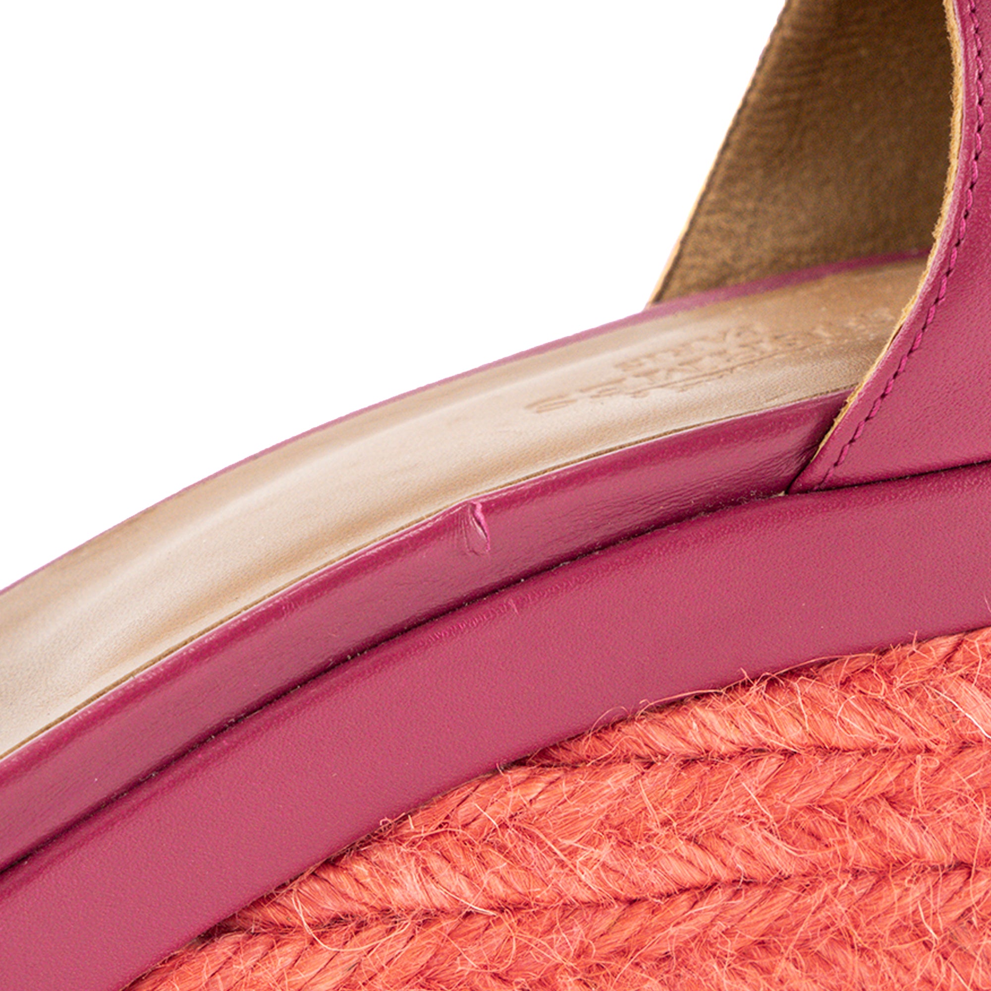 HERMÈS - Sandales Ilana à plateforme Hermès en cuir lisse et raphia rose (T37)