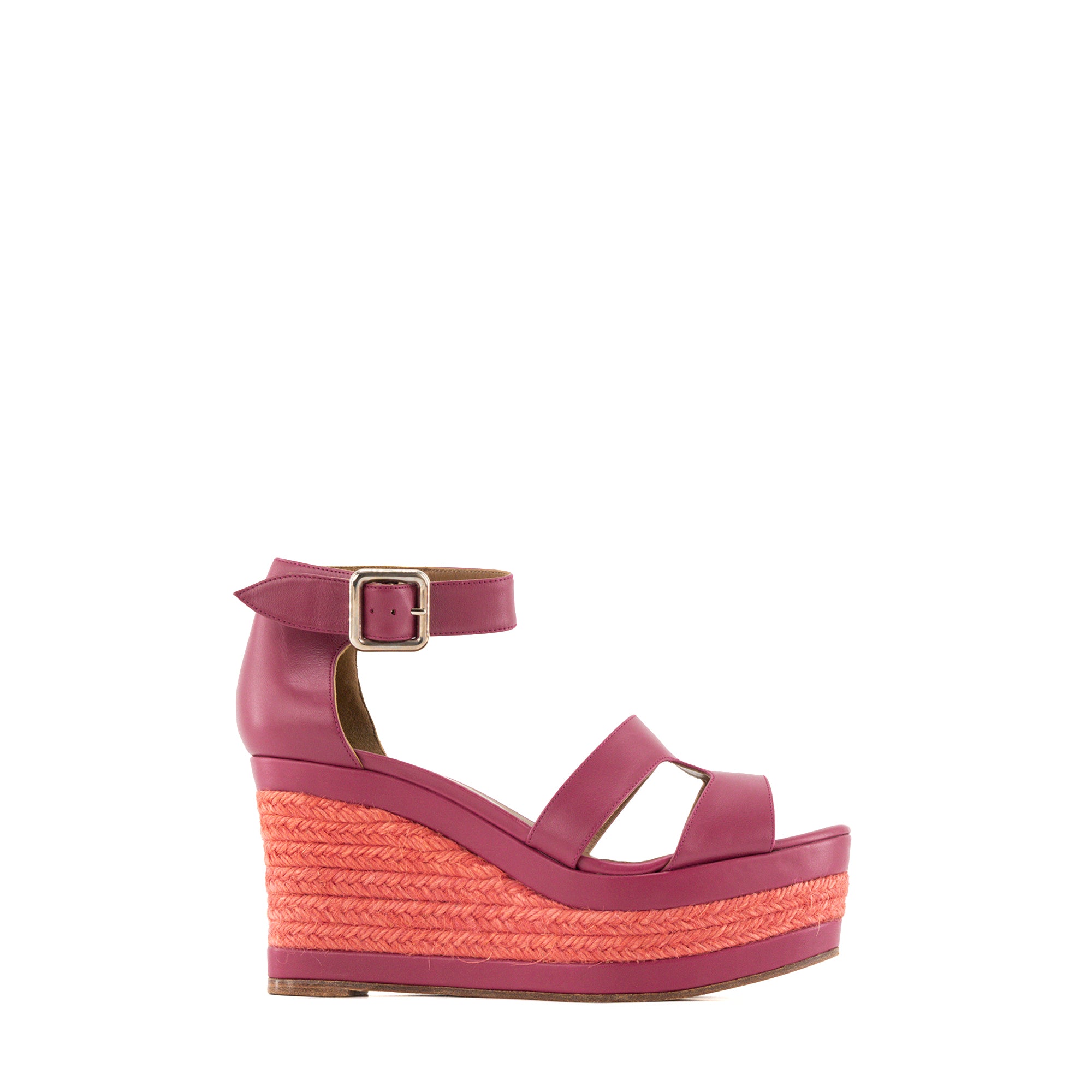HERMÈS - Sandales Ilana à plateforme Hermès en cuir lisse et raphia rose (T37)