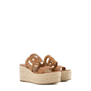 HERMÈS - Sandales Ithea 30 Hermès en corde et cuir marron (T37)