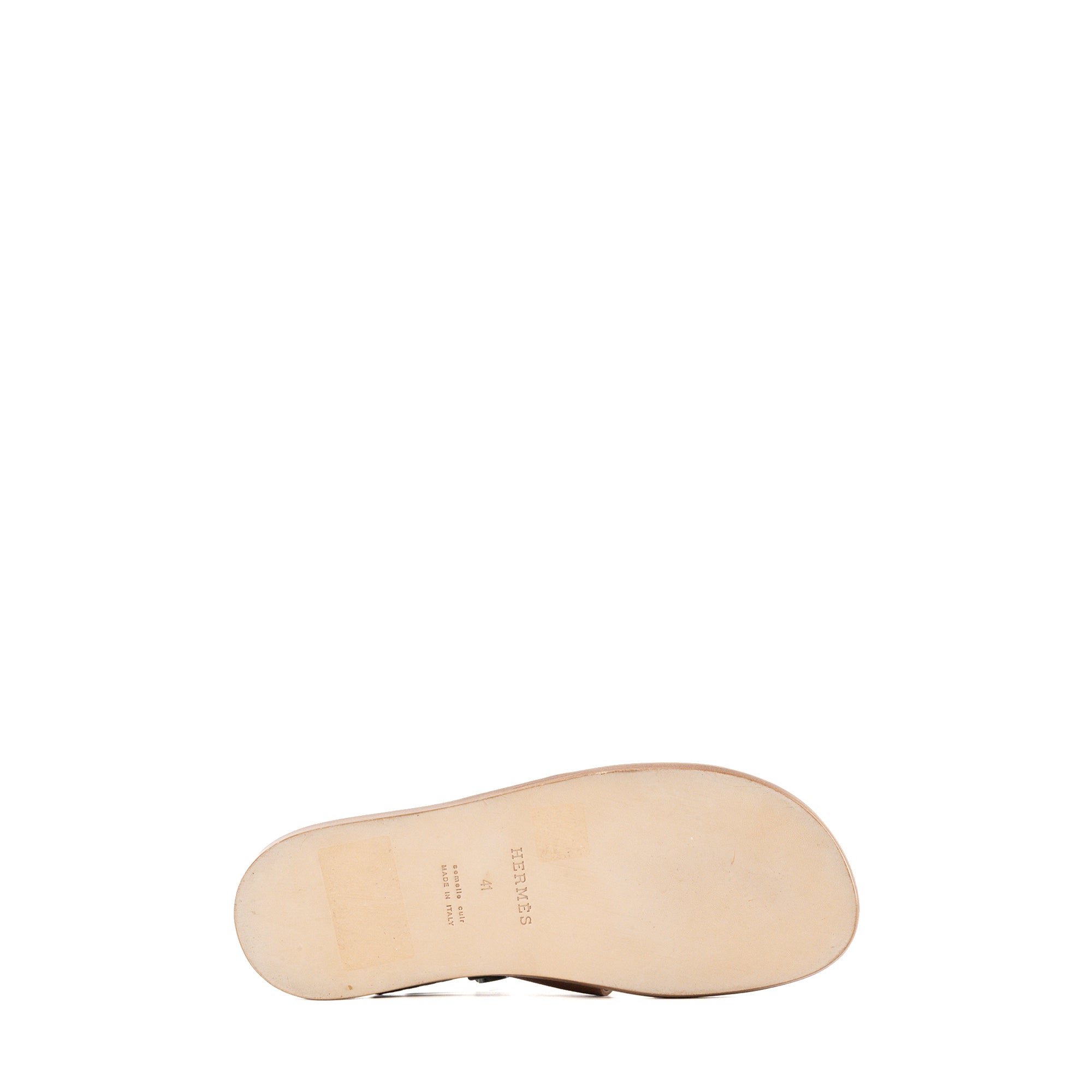 HERMÈS - Sandales Izmir Hermès en cuir epsom marron gold et jaune (T41)