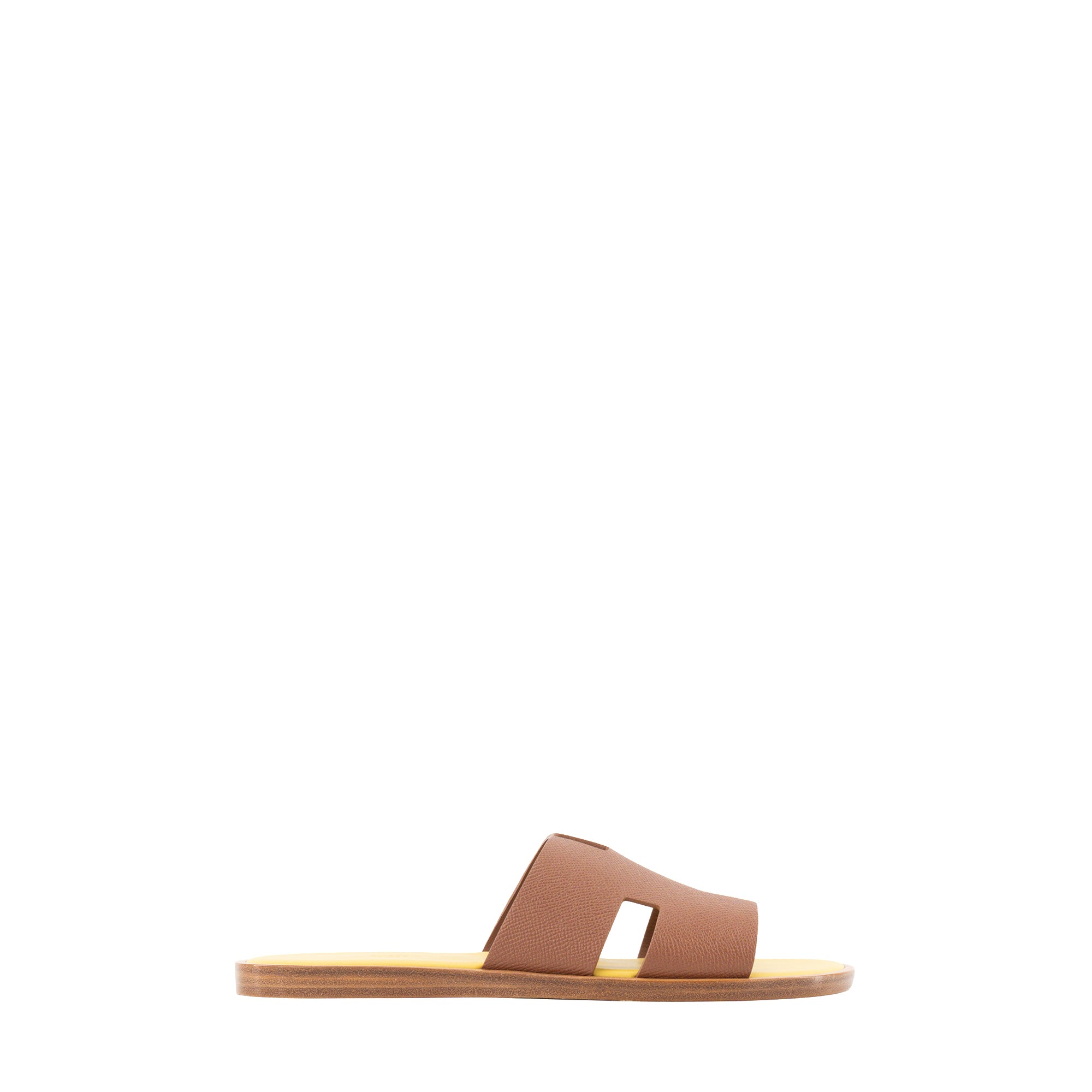HERMÈS - Sandales Izmir Hermès en cuir epsom marron gold et jaune (T41)
