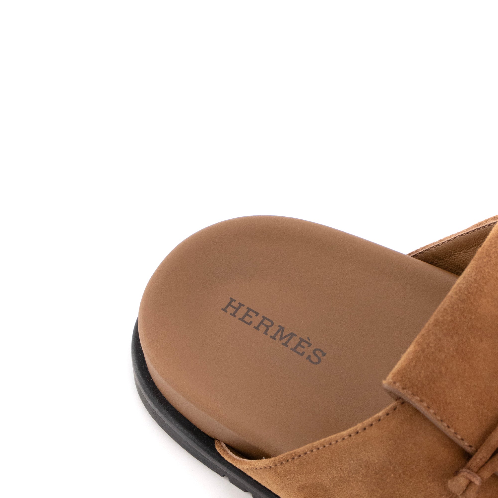 HERMÈS - Sandales Joyce Hermès en cuir de chèvre velours marron (T38.5)