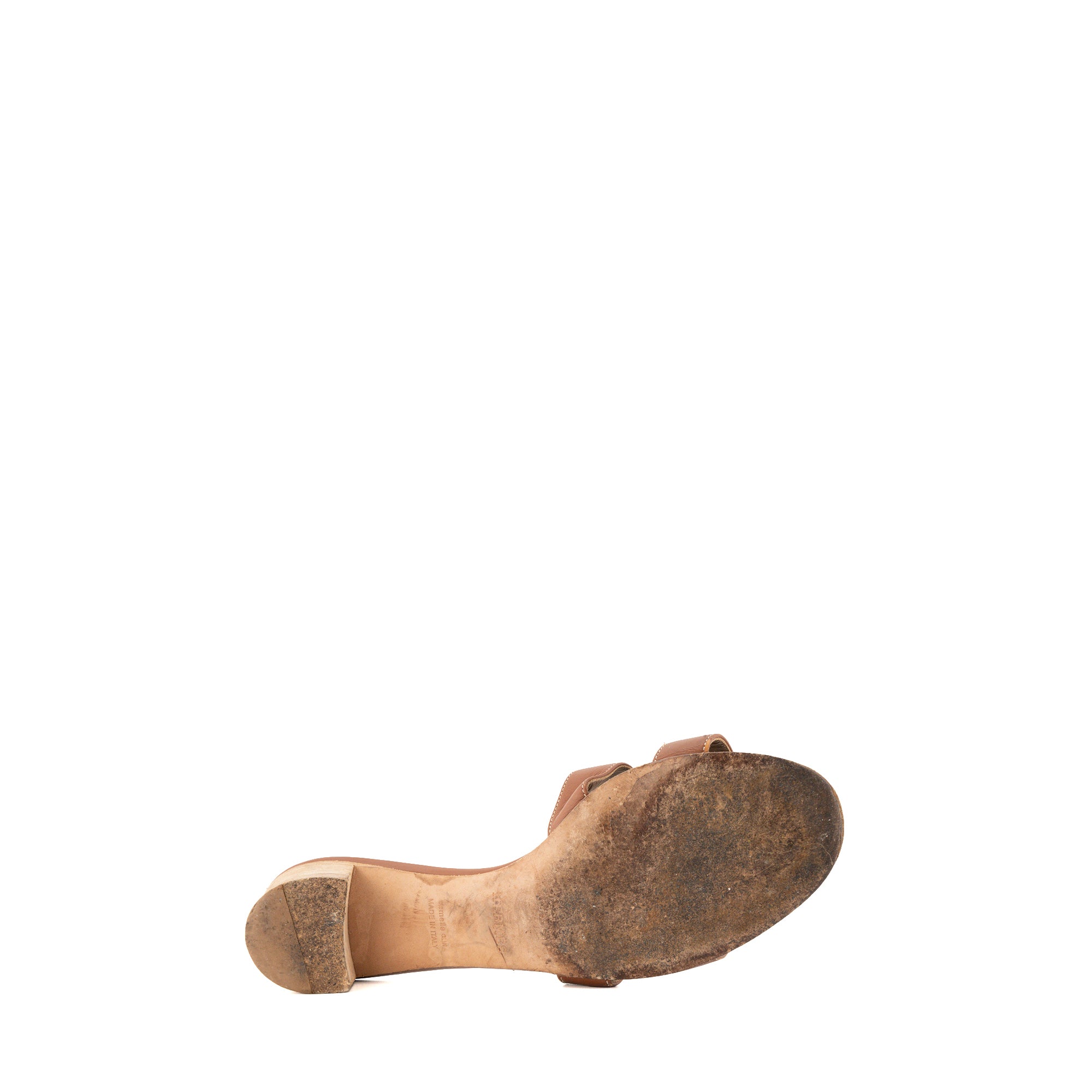 HERMÈS - Sandales Oasis Hermès en cuir lisse marron (T39)