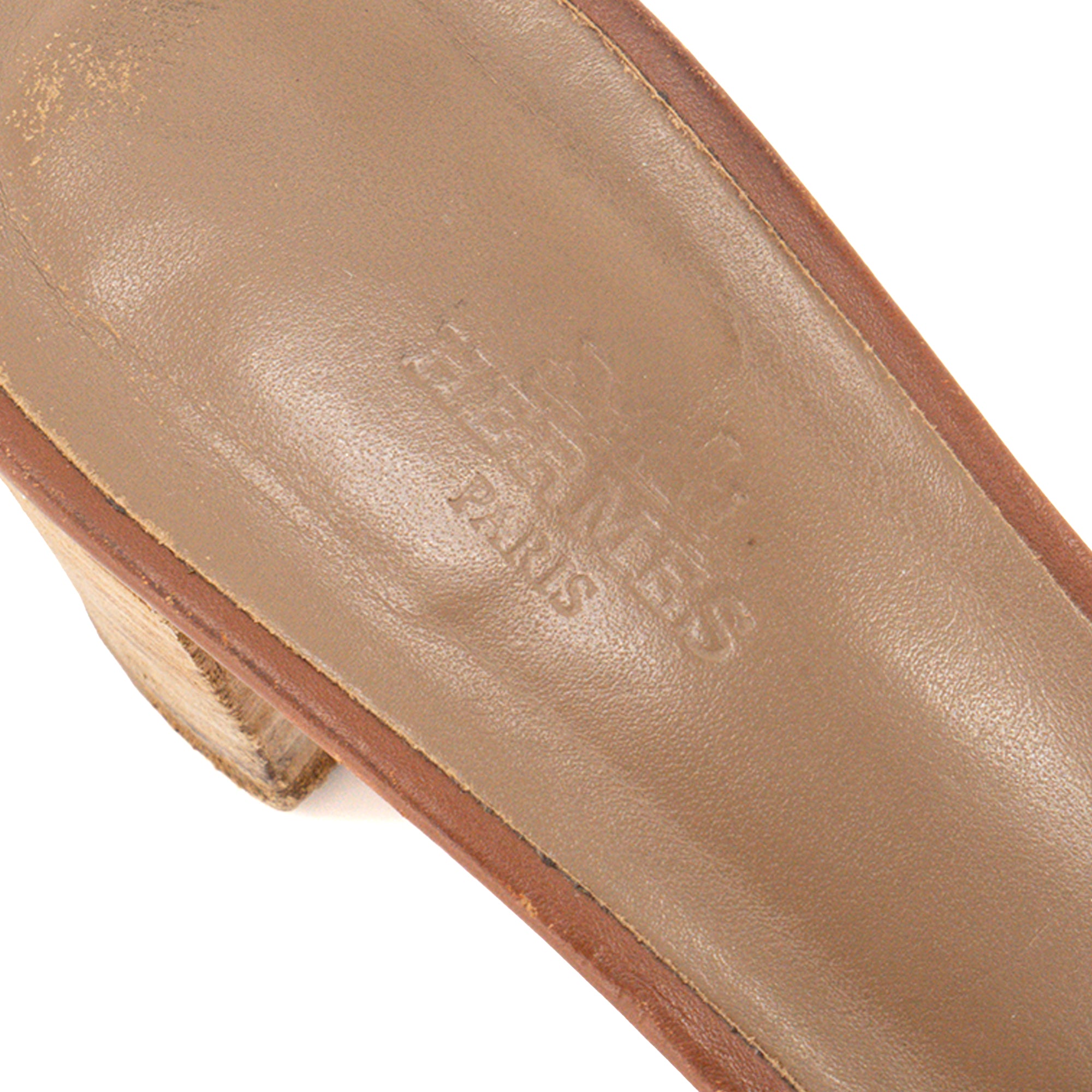 HERMÈS - Sandales Oasis Hermès en cuir lisse marron (T39)
