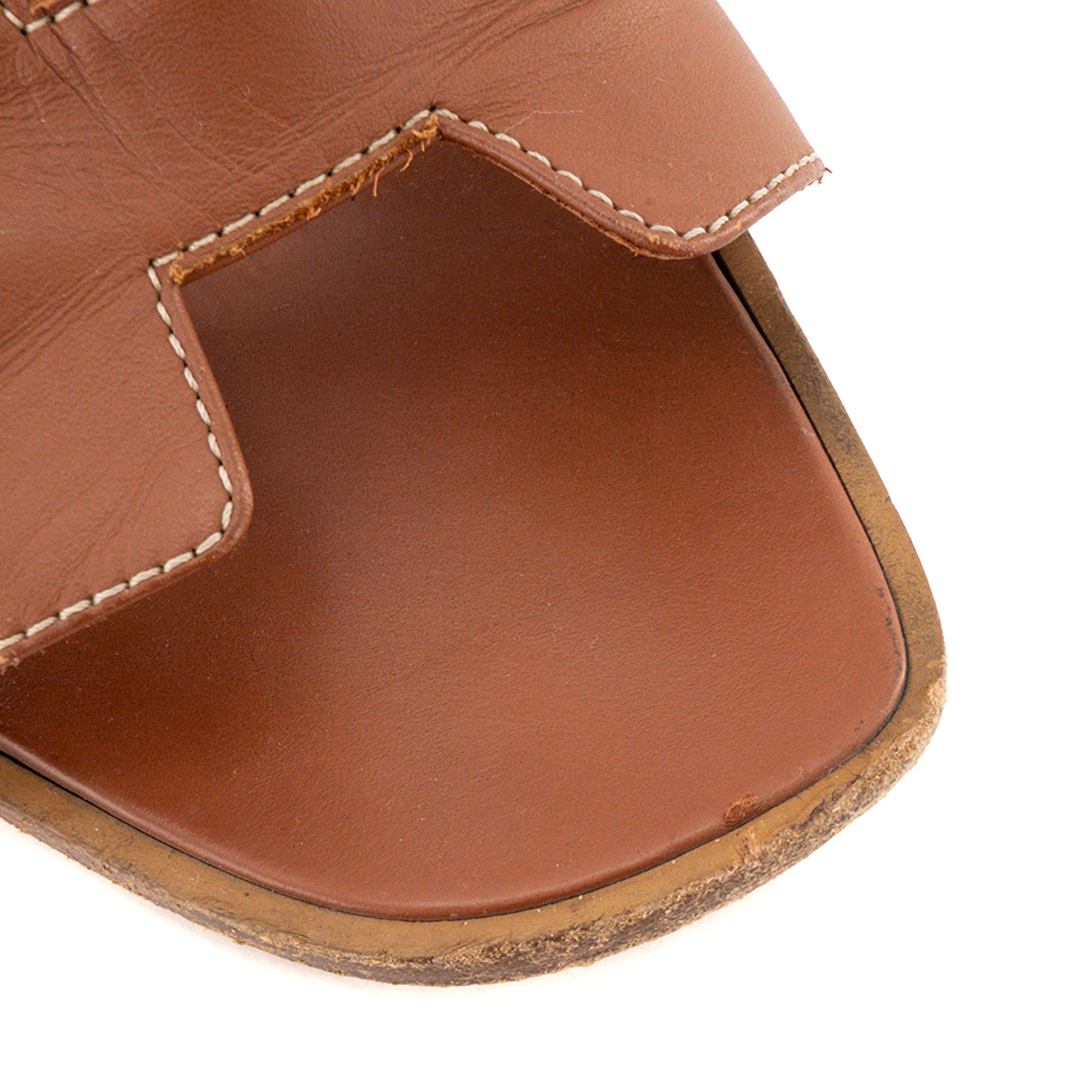 HERMÈS - Sandales Oran Hermès en cuir marron (T37)