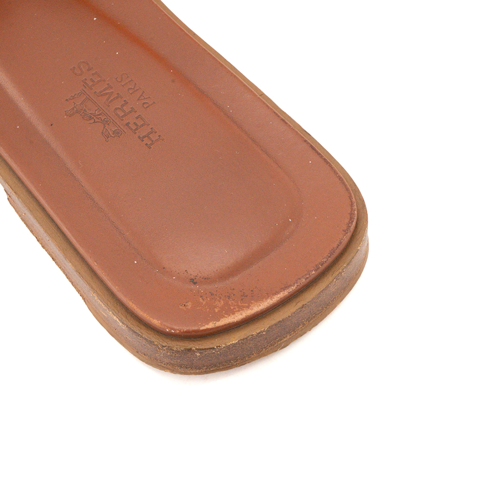HERMÈS - Sandales Oran Hermès en cuir marron (T37)