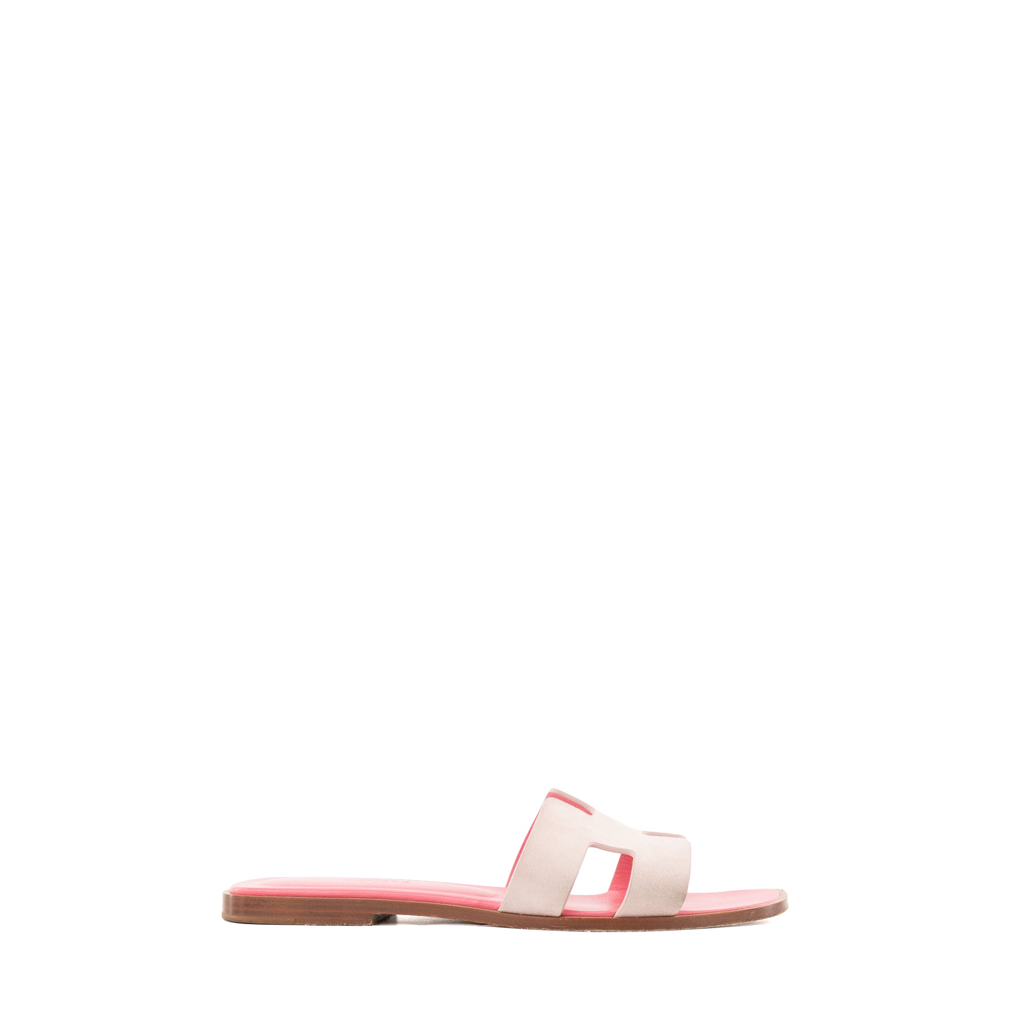 HERMÈS - Sandales Oran Hermès en daim et cuir rose (T38)