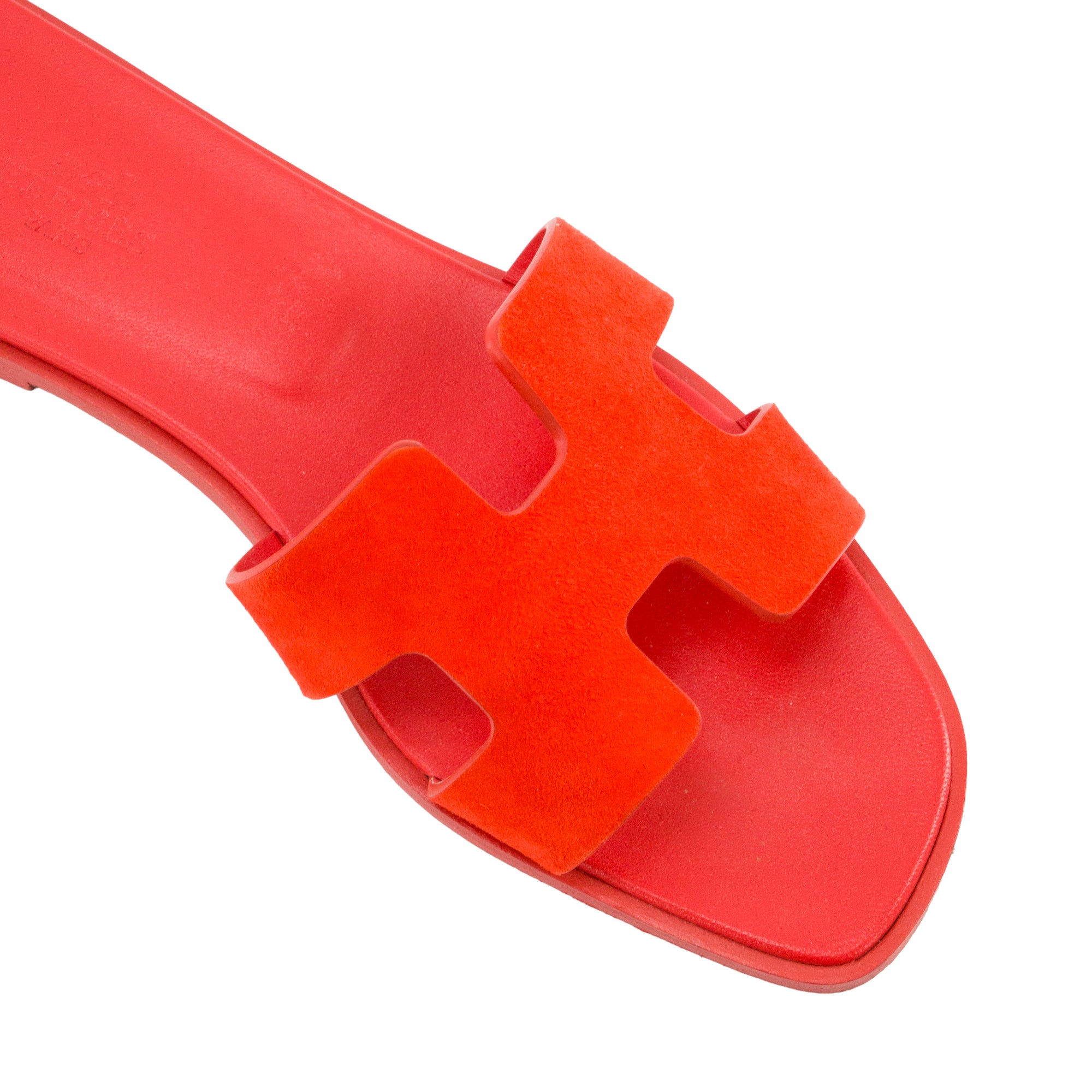 HERMÈS - Sandales Oran Hermès en daim rouge (T38)
