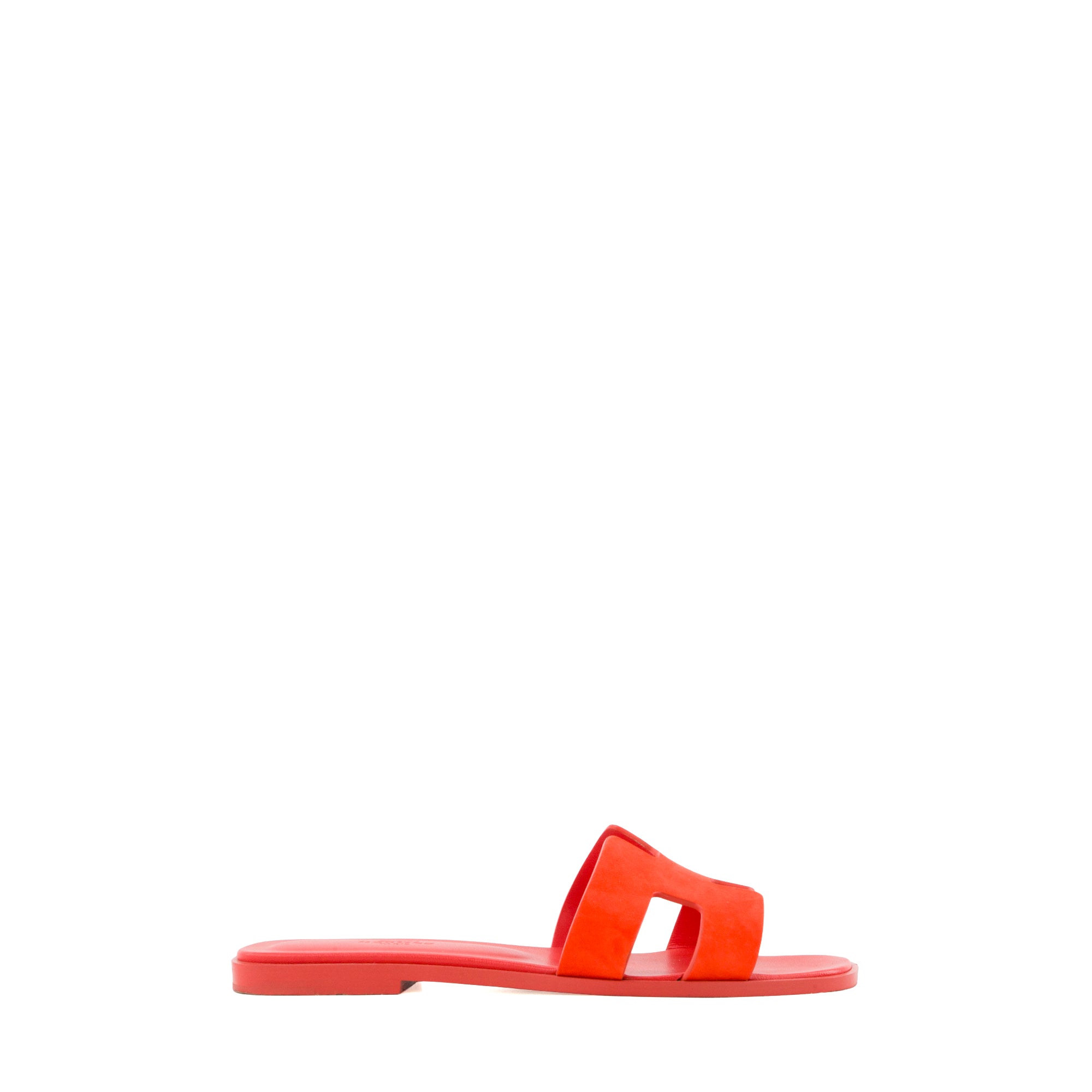 HERMÈS - Sandales Oran Hermès en daim rouge (T38)