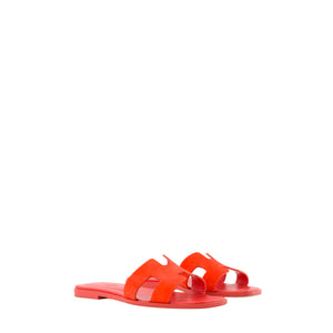 HERMÈS - Sandales Oran Hermès en daim rouge (T38)