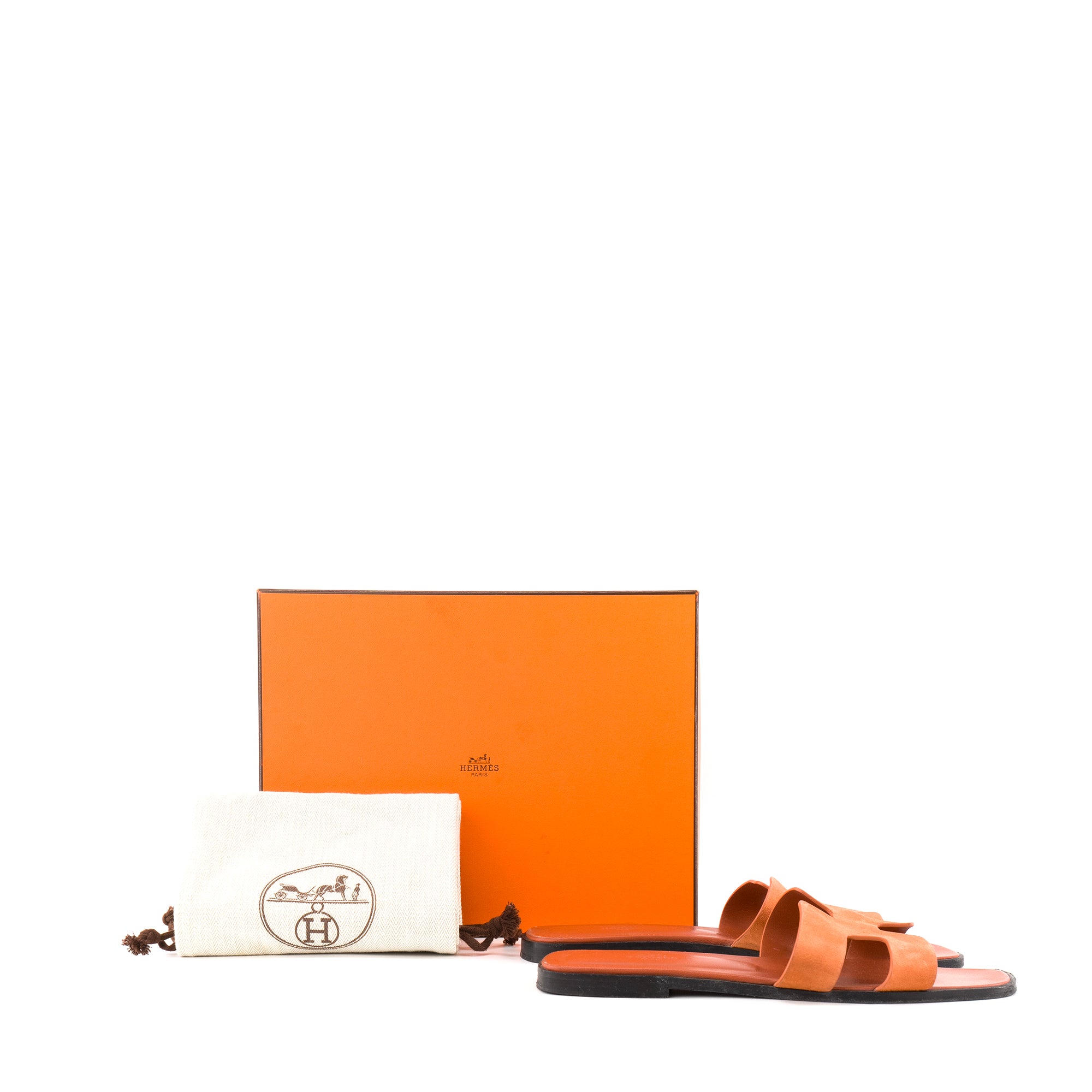 HERMÈS - Sandales Oran Hermès en daim terracotta (T40)