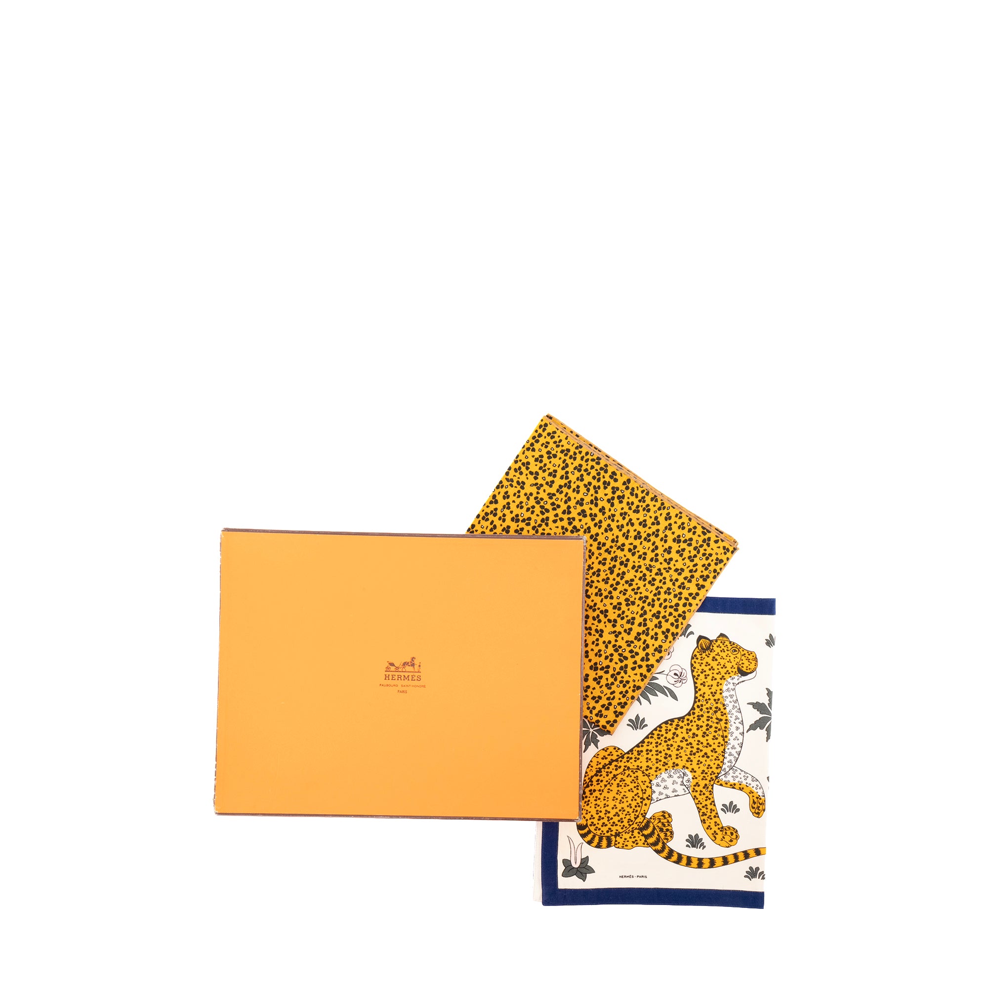 HERMÈS - Sets de table et serviettes Panthères Hermès en coton vintage