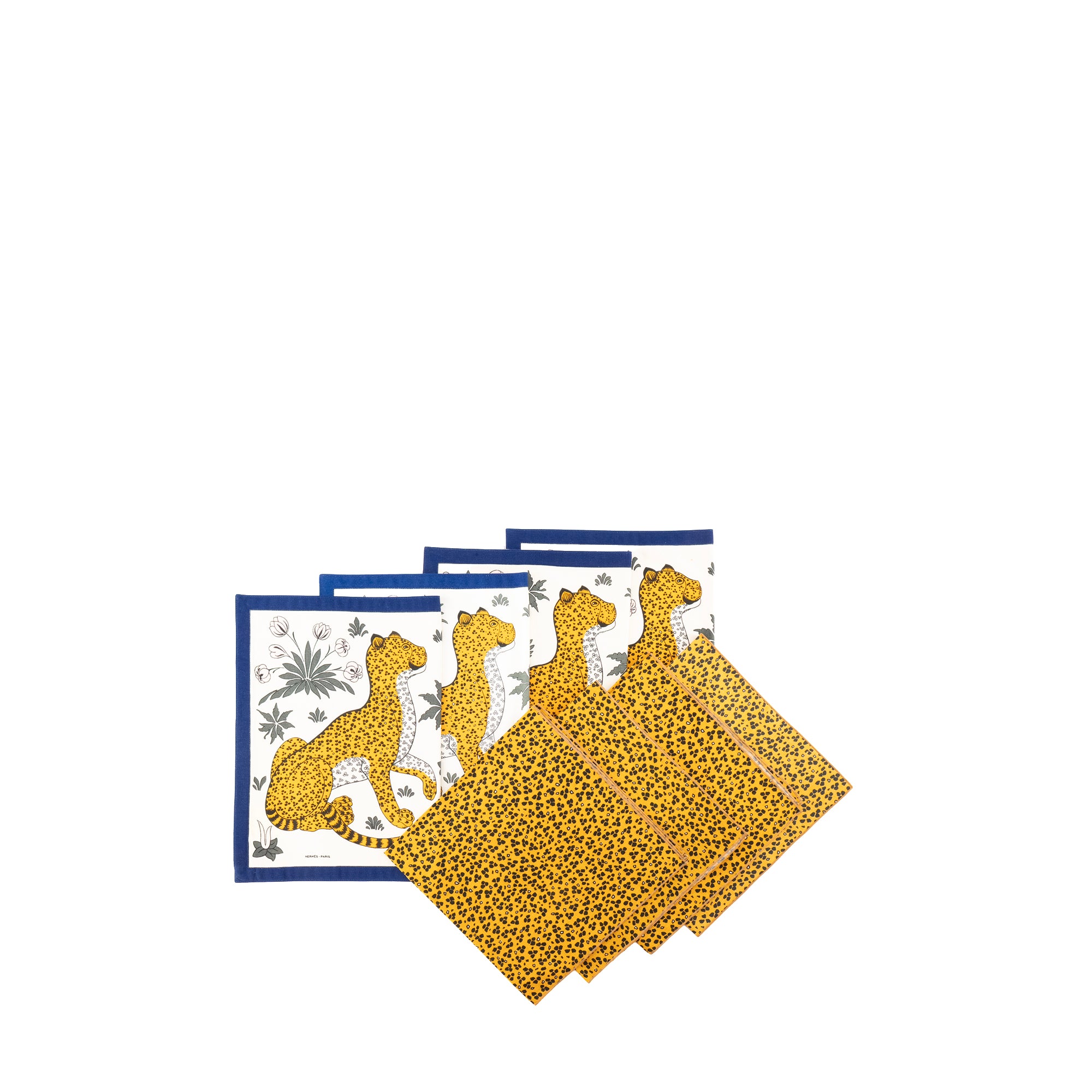 HERMÈS - Sets de table et serviettes Panthères Hermès en coton vintage