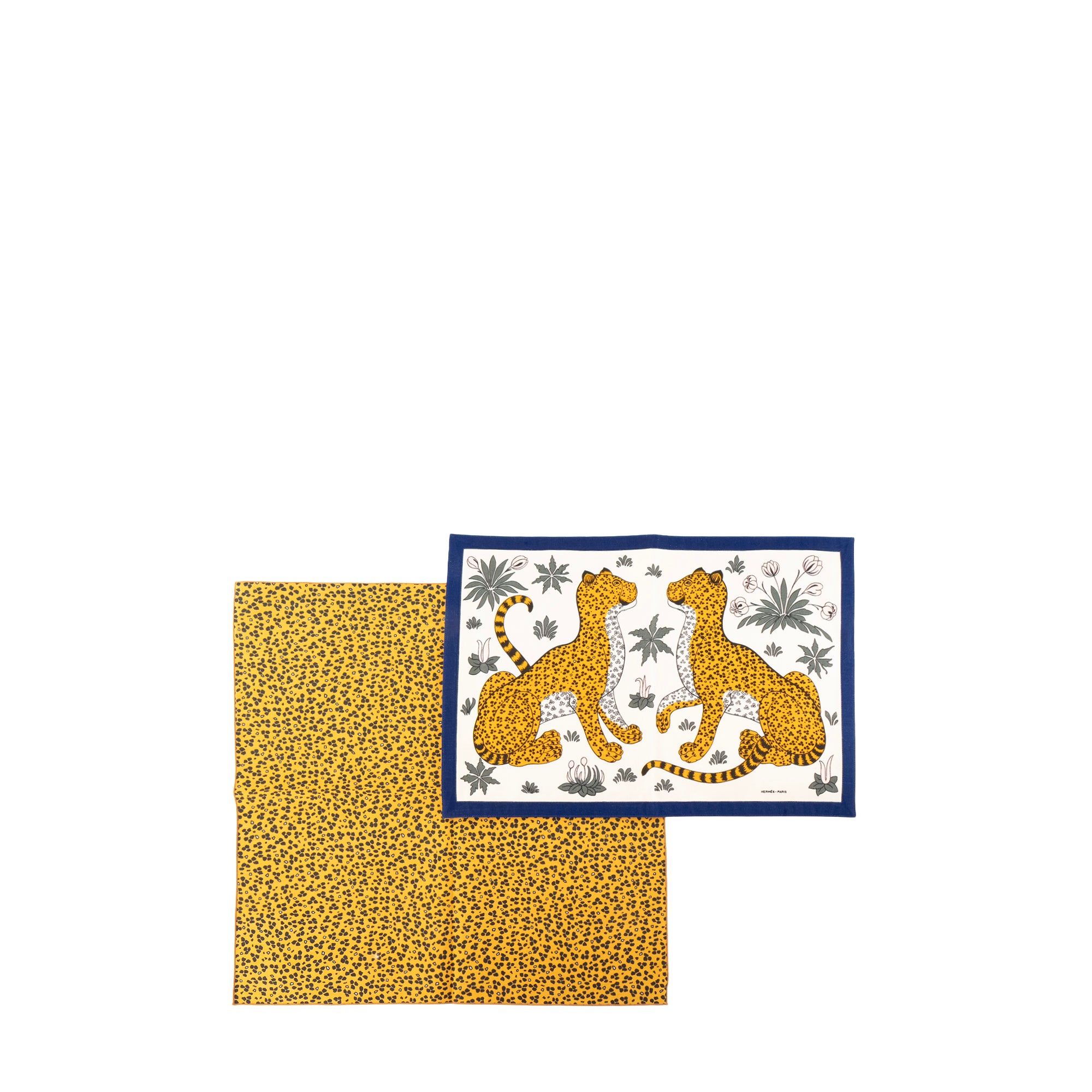 HERMÈS - Sets de table et serviettes Panthères Hermès en coton vintage