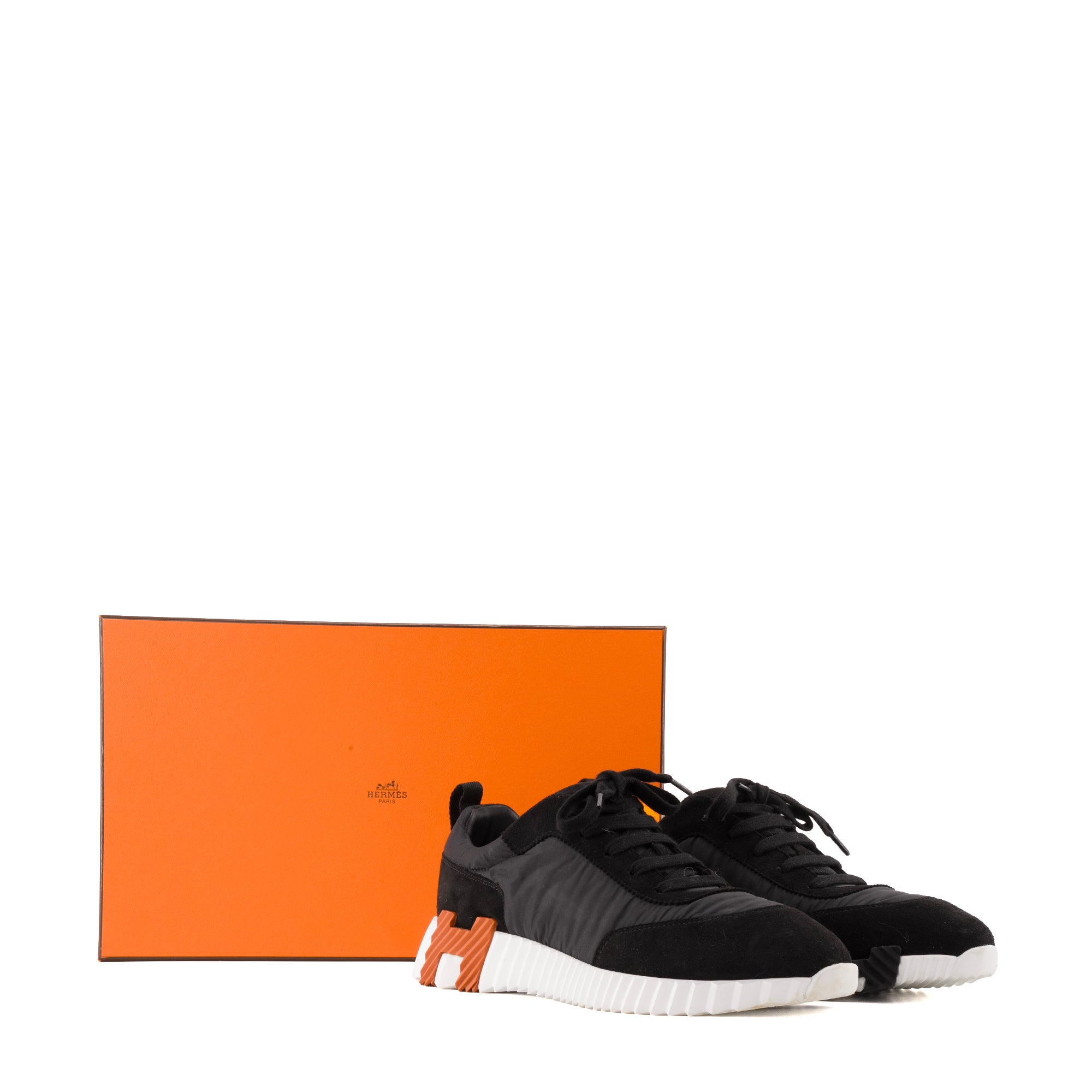 HERMÈS - Sneakers Bouncing Hermès en toile et daim noir (T41)