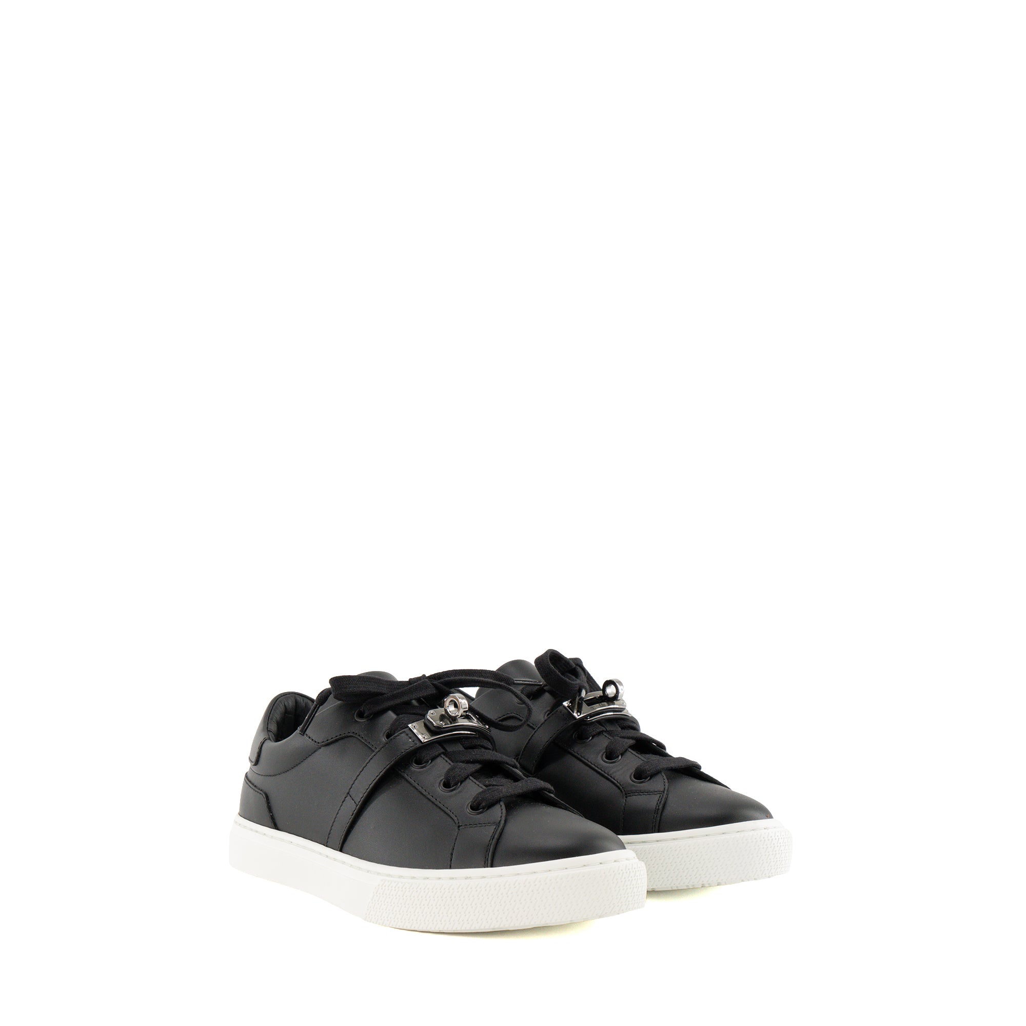 HERMÈS - Sneakers Day Hermès en cuir lisse noir (T37,5)