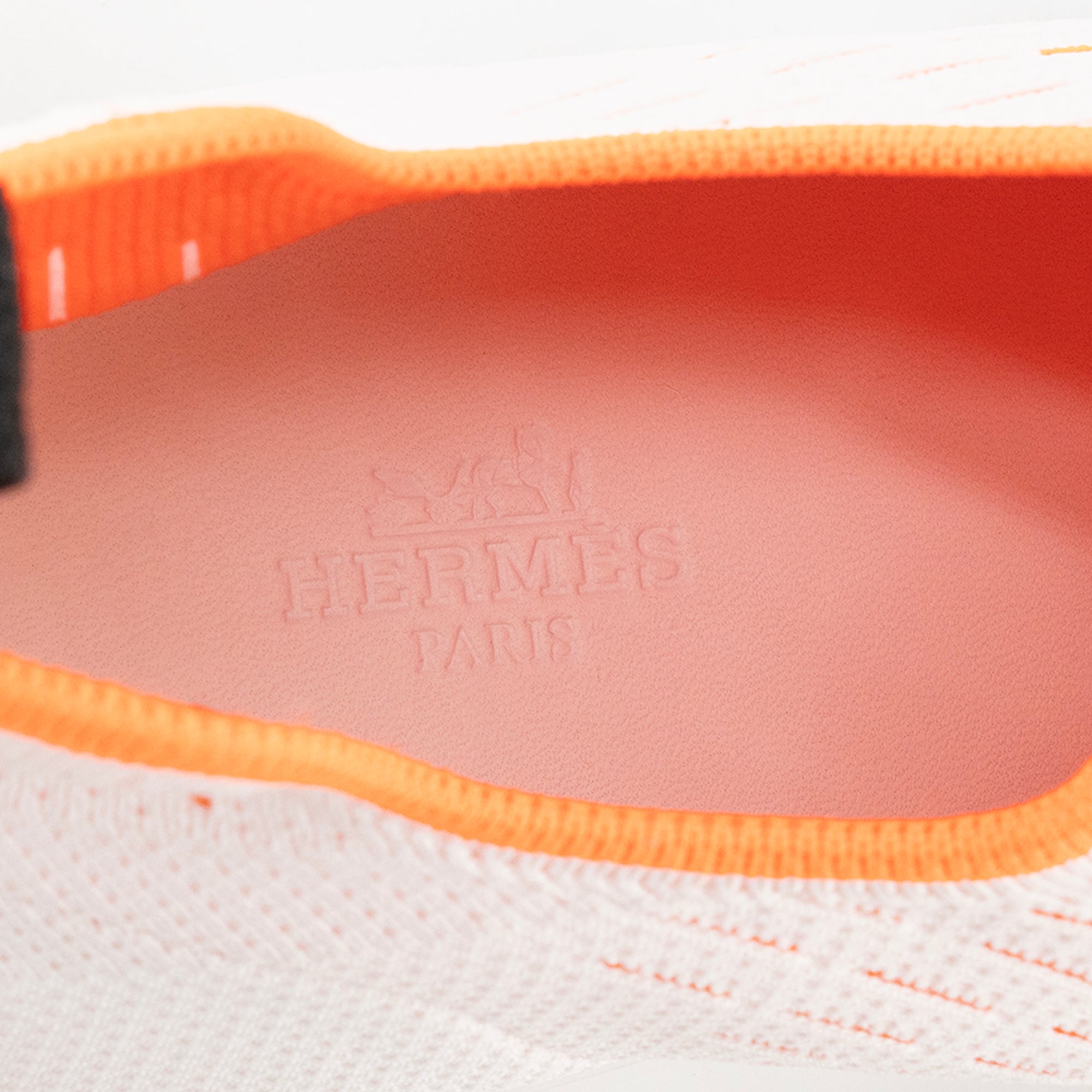 HERMÈS - Sneakers Eclair Hermès en toile blanche et orange (T37)