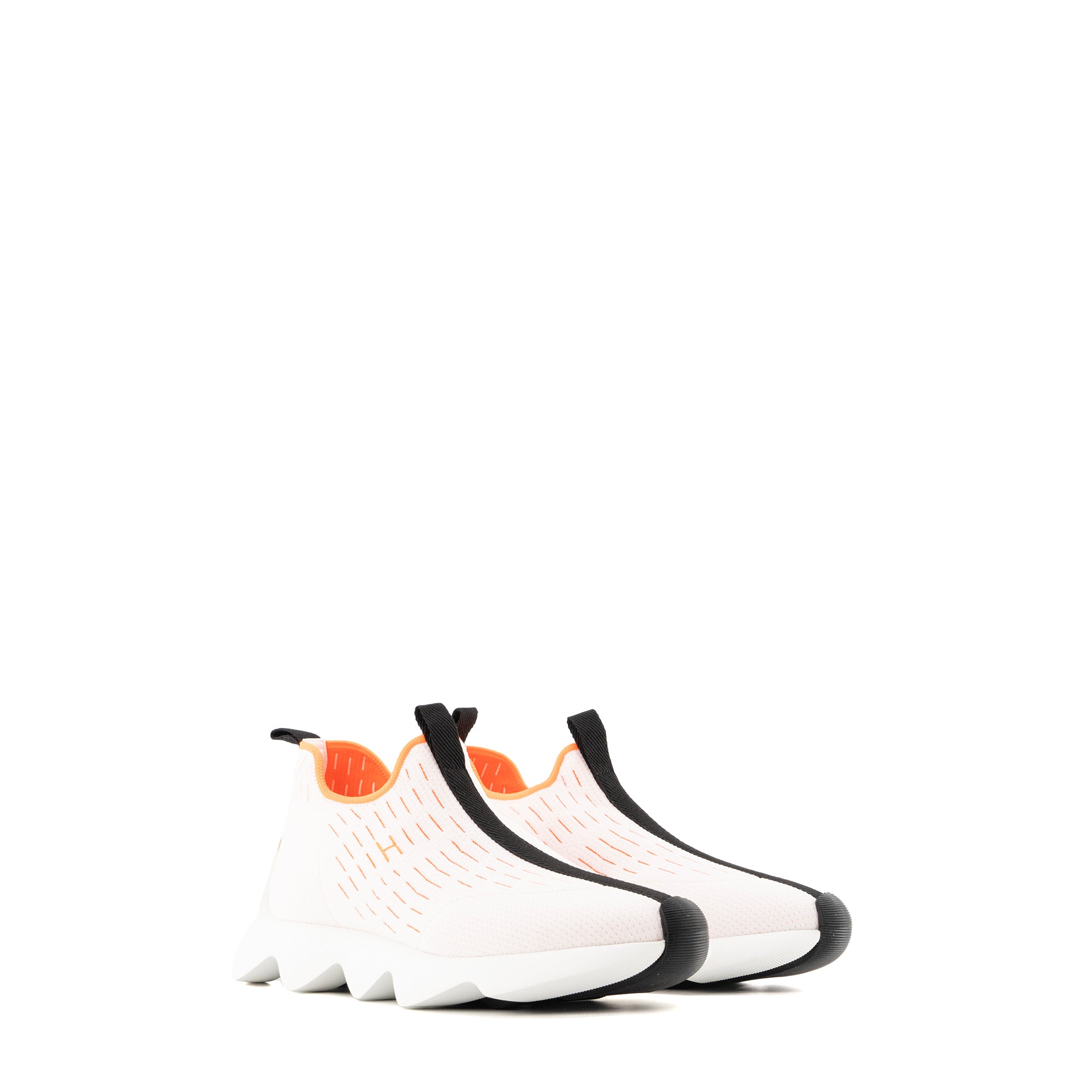HERMÈS - Sneakers Eclair Hermès en toile blanche et orange (T37)